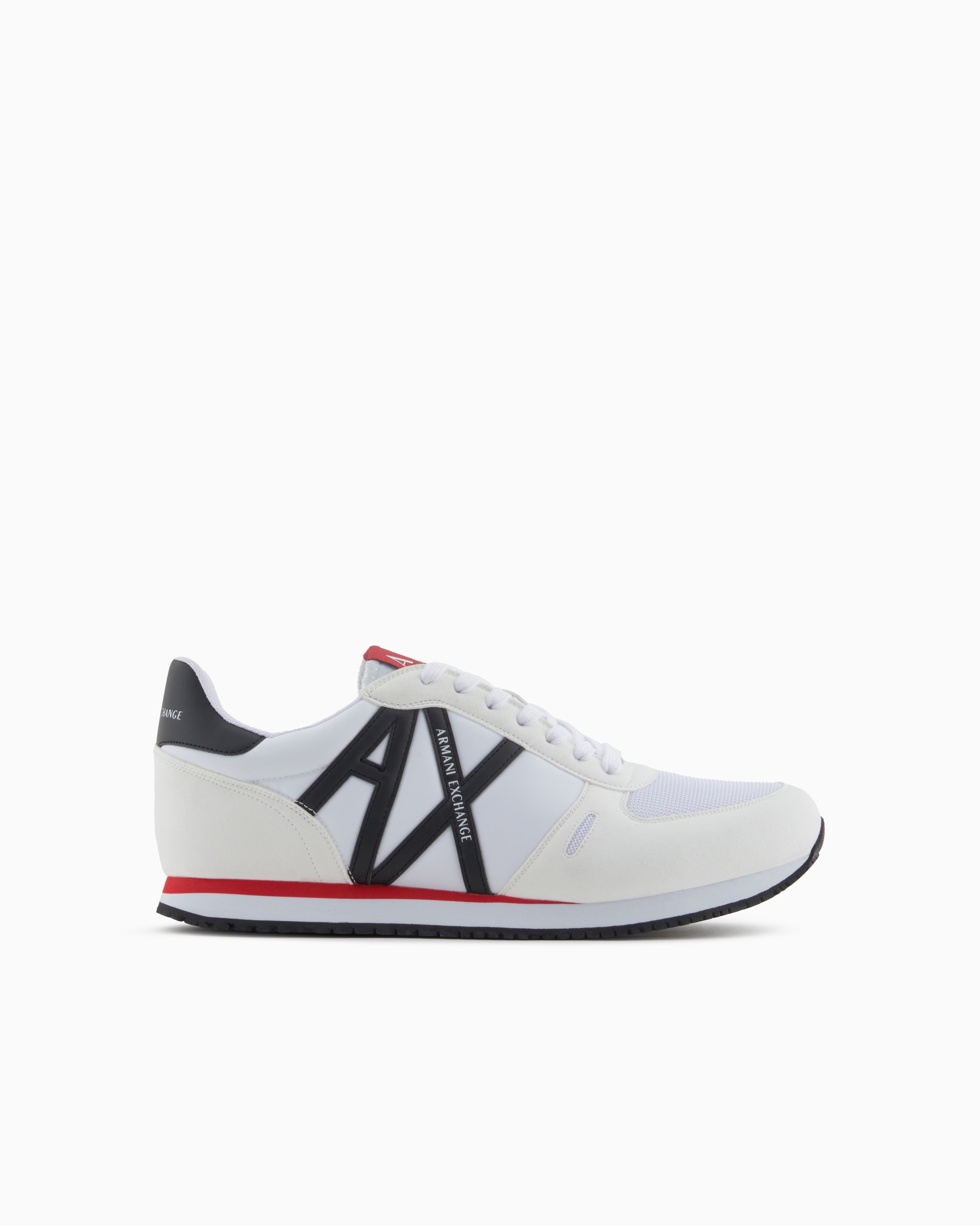 Armani Exchange Sneakers In Eco-suede, Mesh And Nylon In White