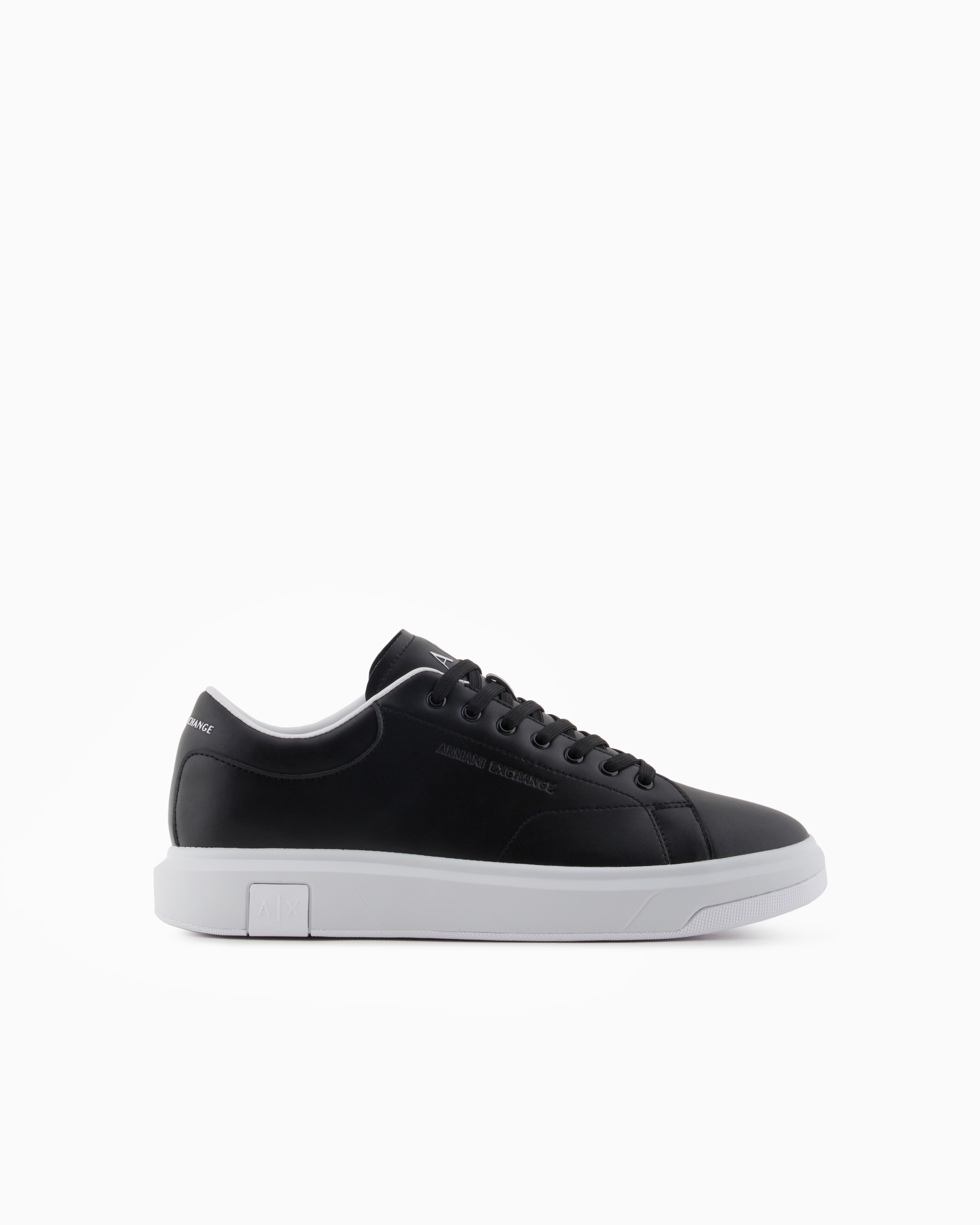 Armani Exchange Action Leather Sneakers In Black