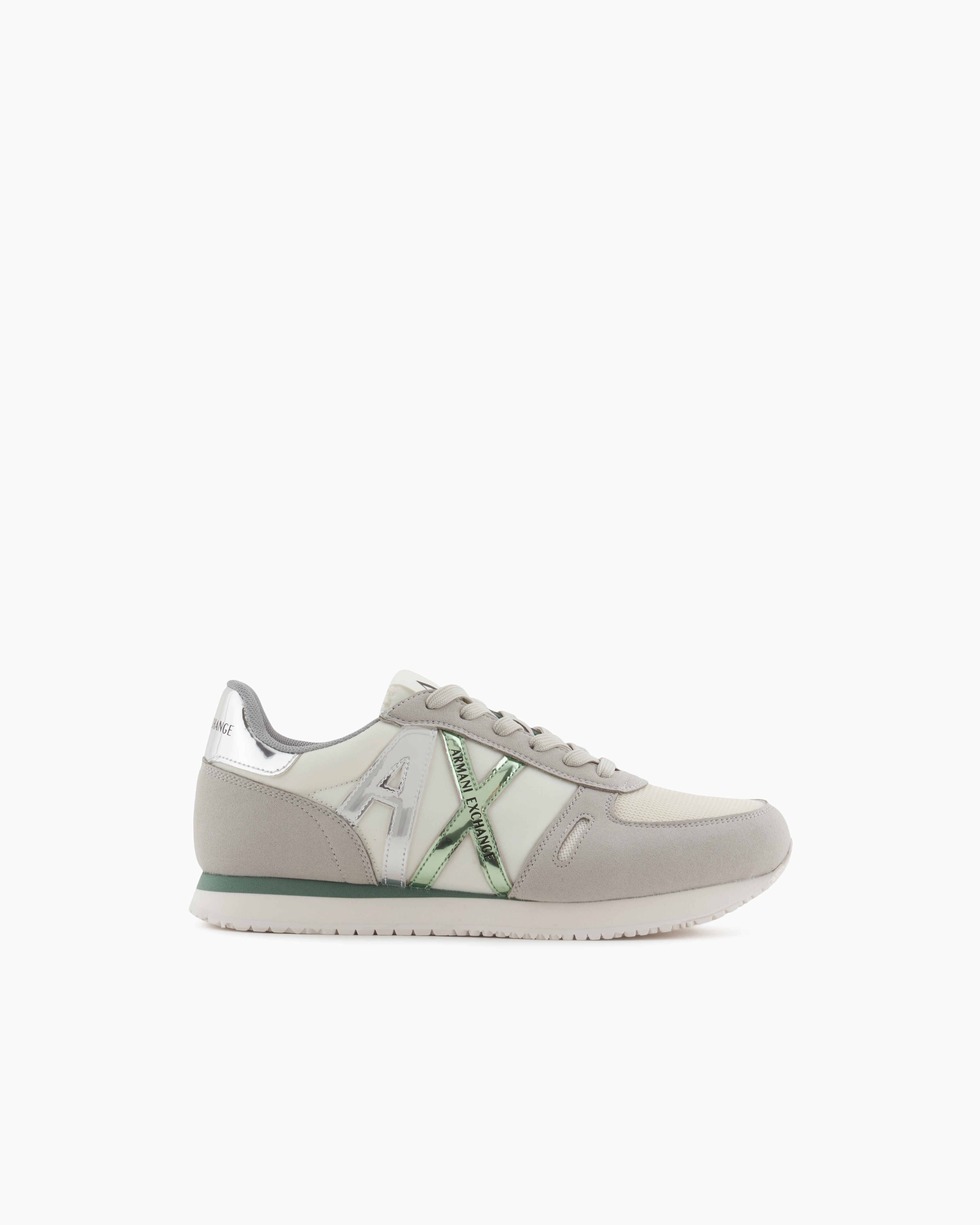 Armani Exchange Microfiber Sneakers With Logo In Grey