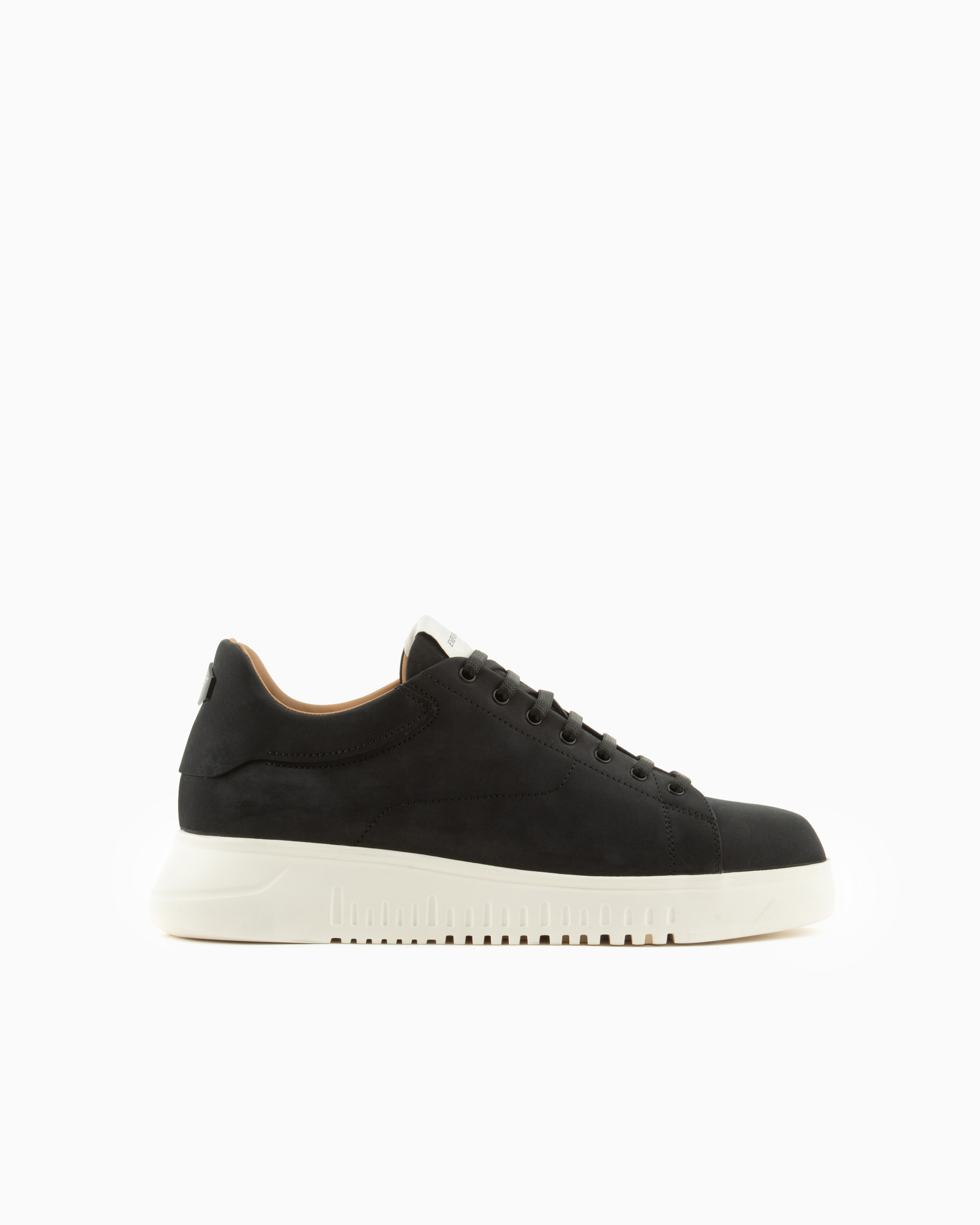 Emporio Armani Nubuck Sneakers With Oversized Soles In Black