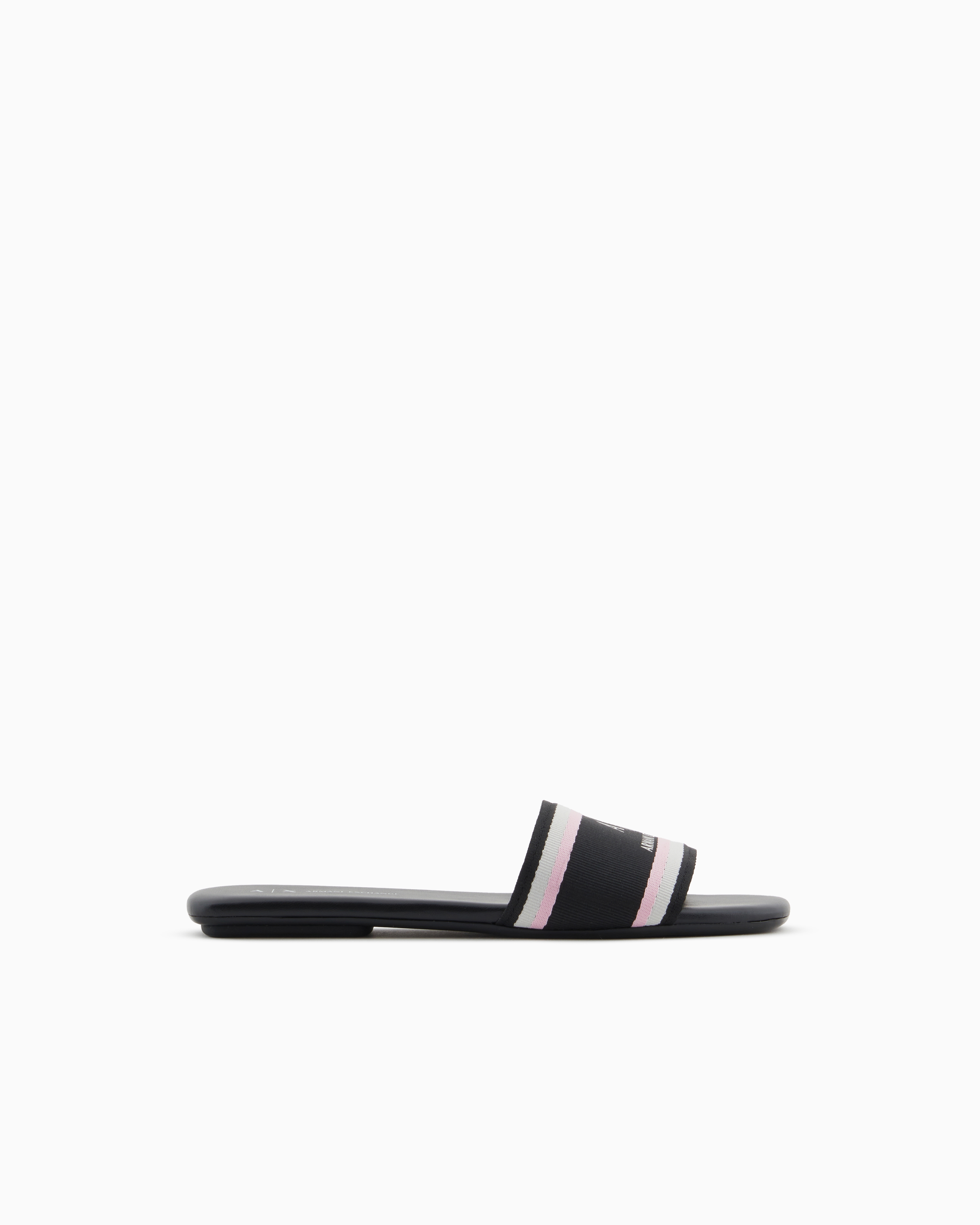 Armani Exchange Striped Slides In Black