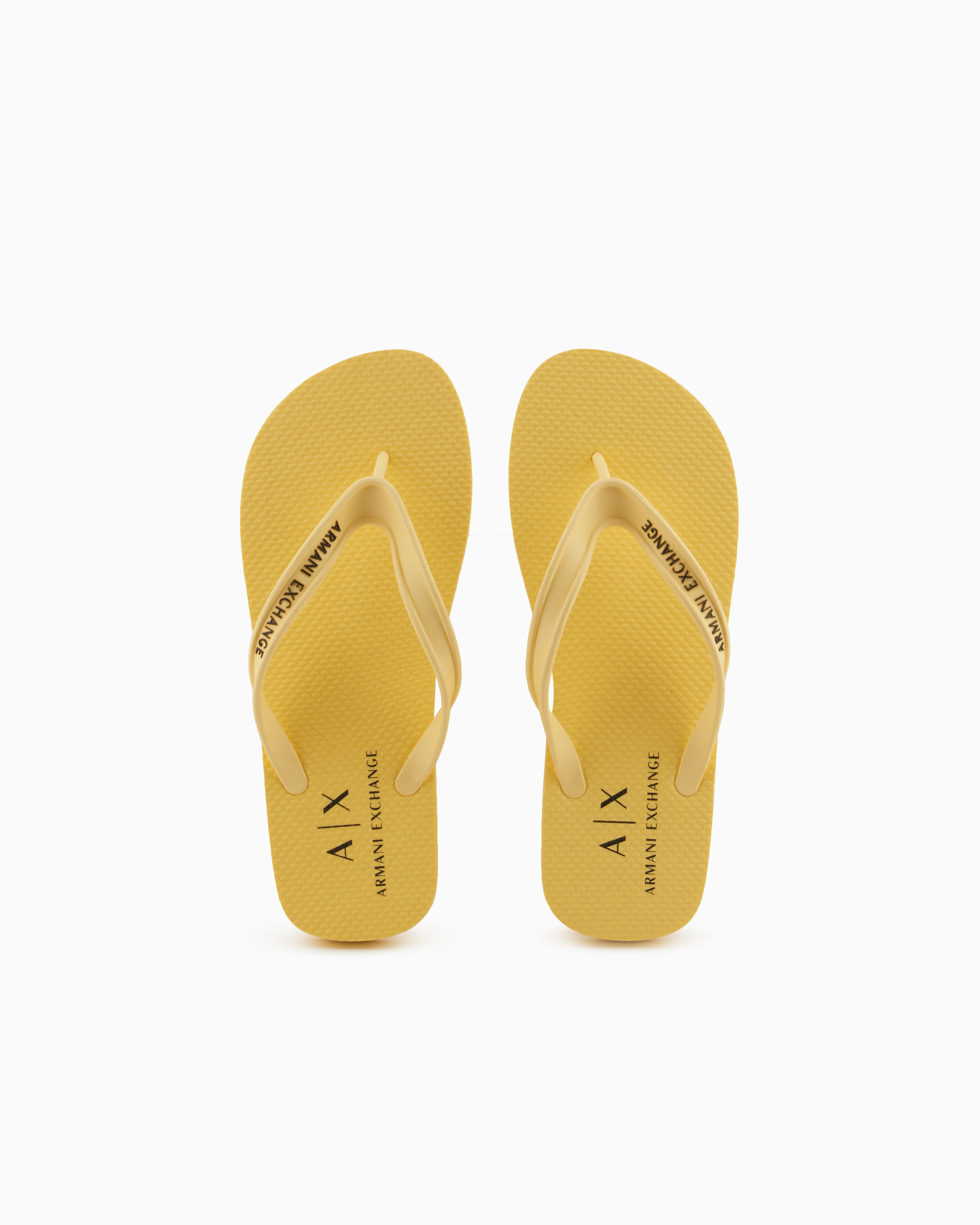 Armani Exchange Rubber Flip Flops With Logo Writing In Yellow