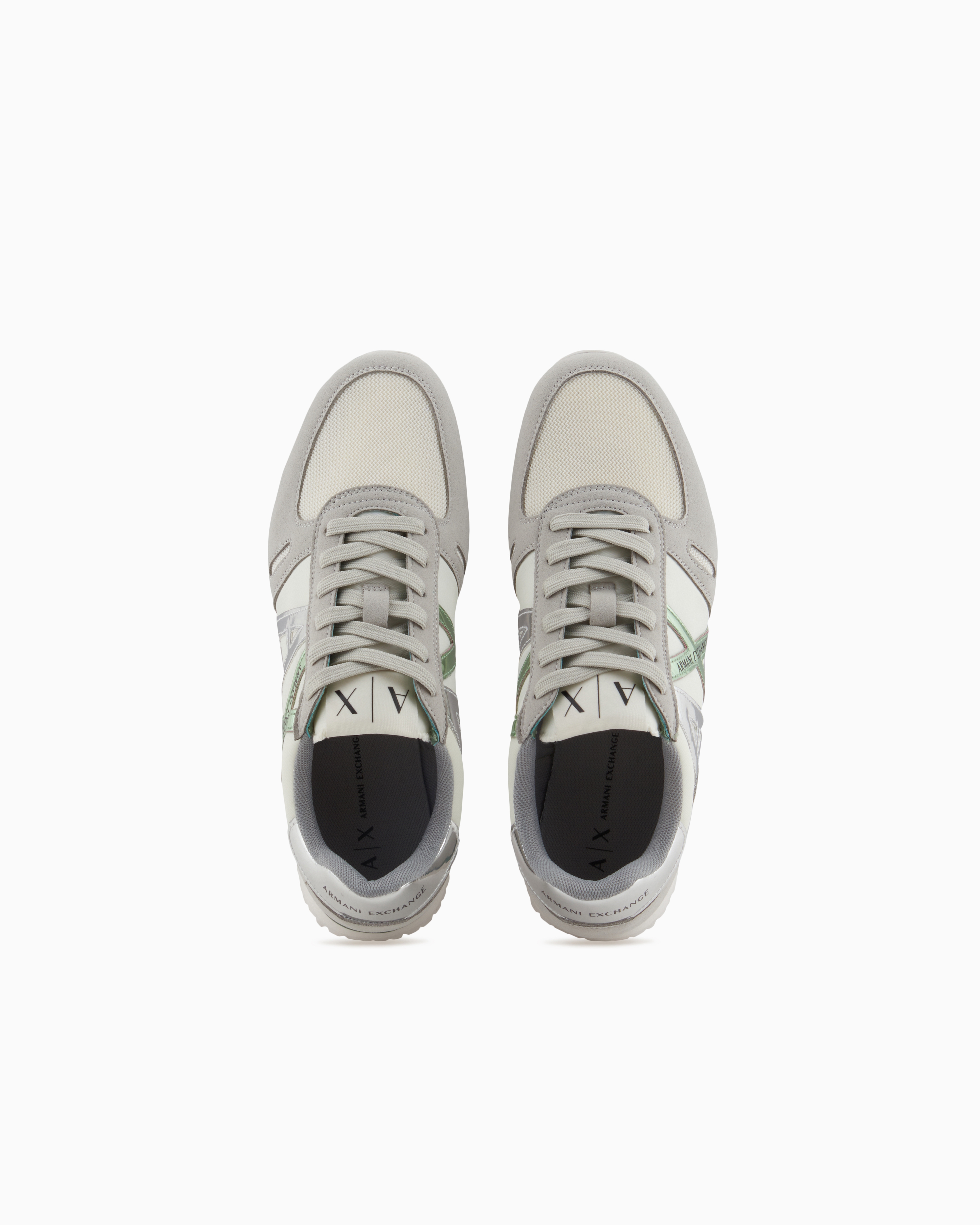 Armani Exchange Microfiber Sneakers With Logo In Grey