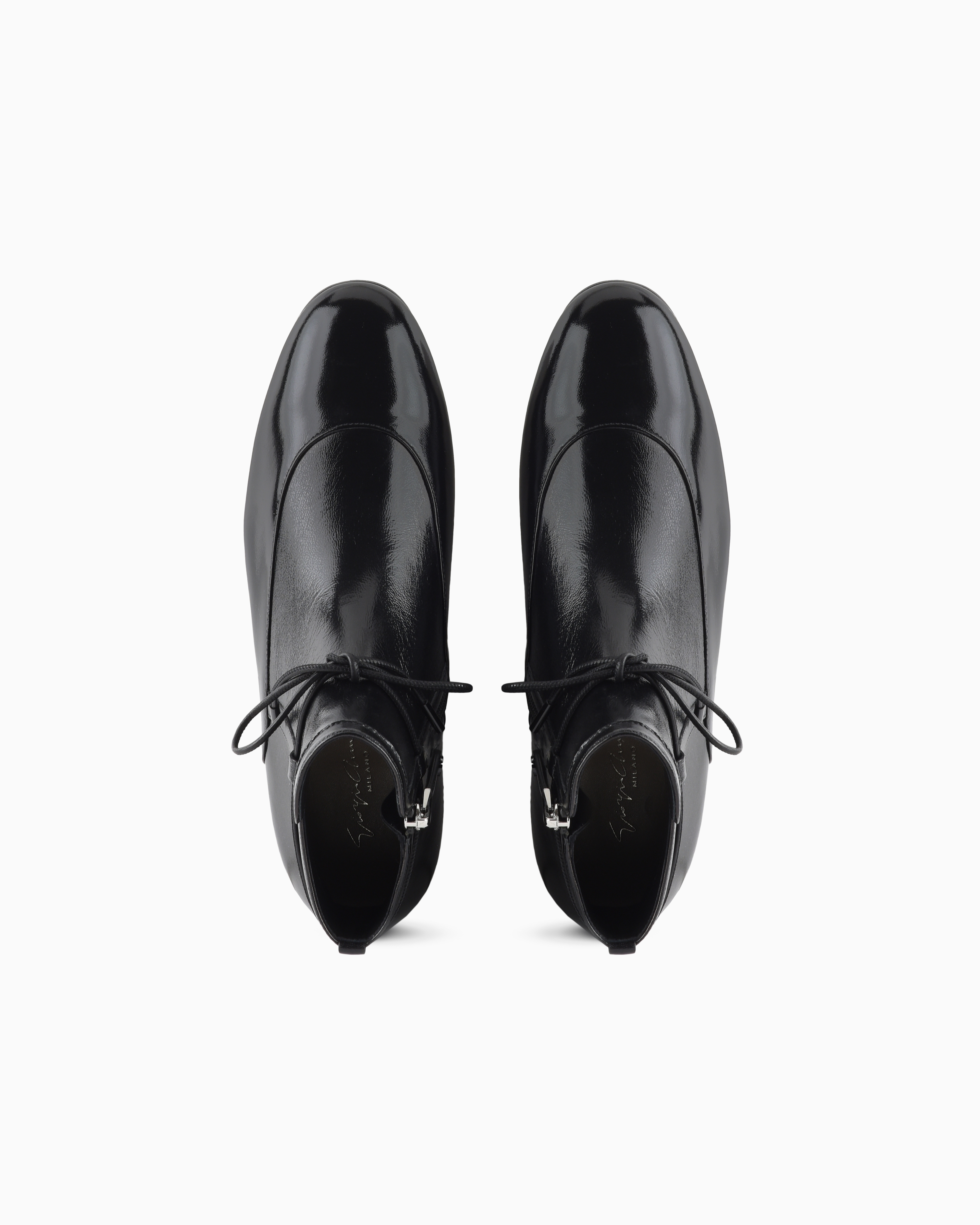 Giorgio Armani Textured Patent-leather Ankle Boots