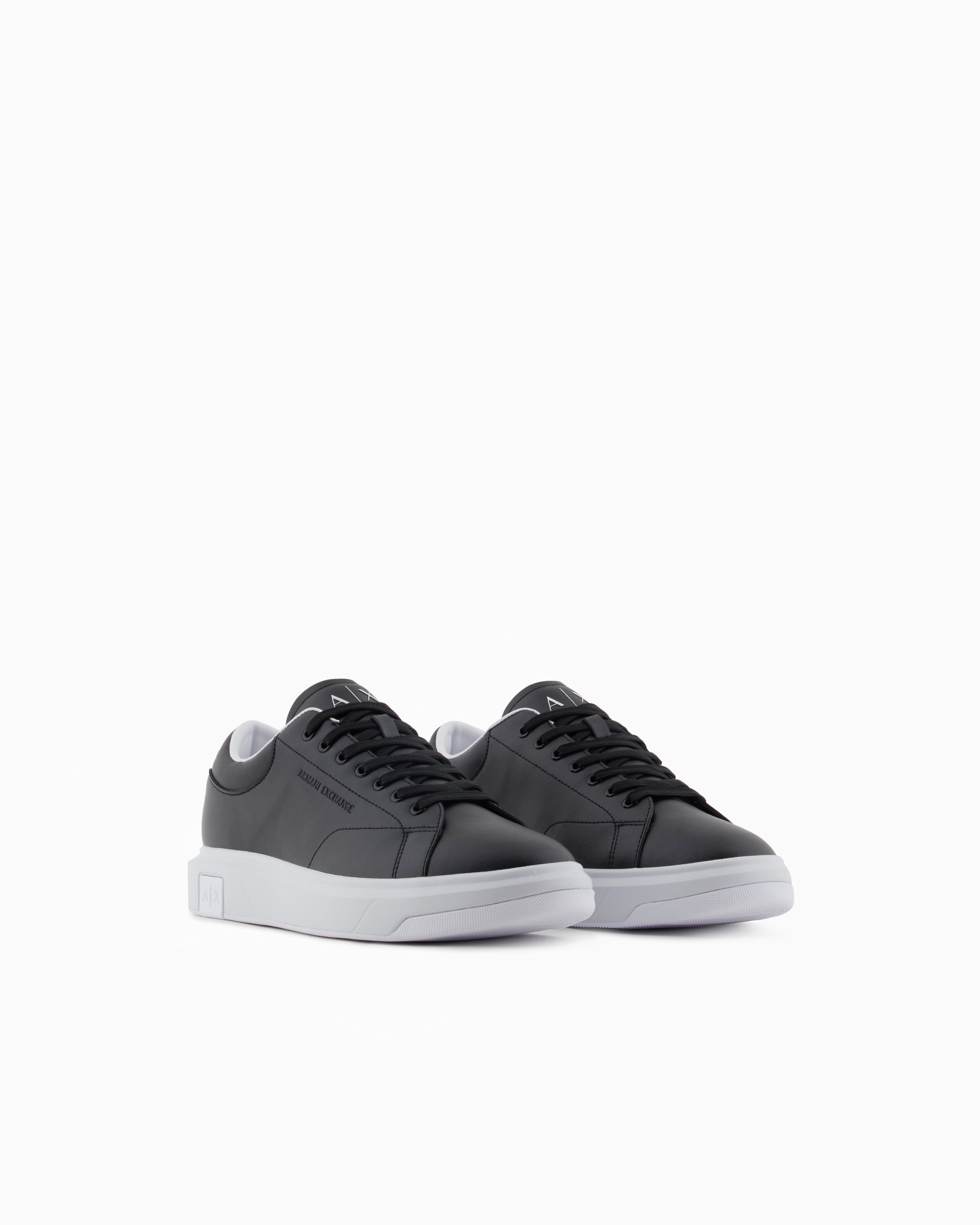 Armani Exchange Action Leather Sneakers In Black