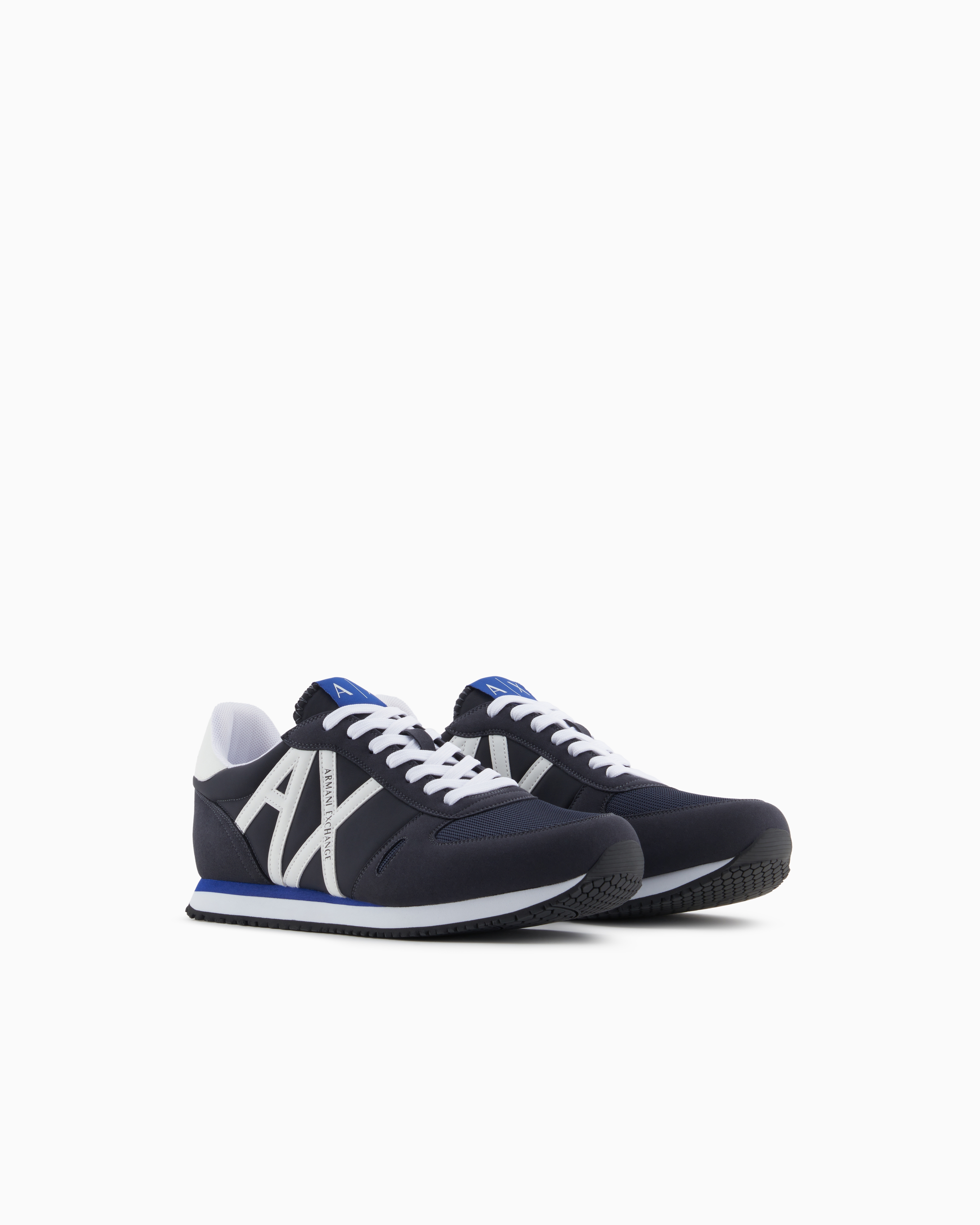Armani Exchange Lace-up Logo Detail Sneakers In Navy Blue