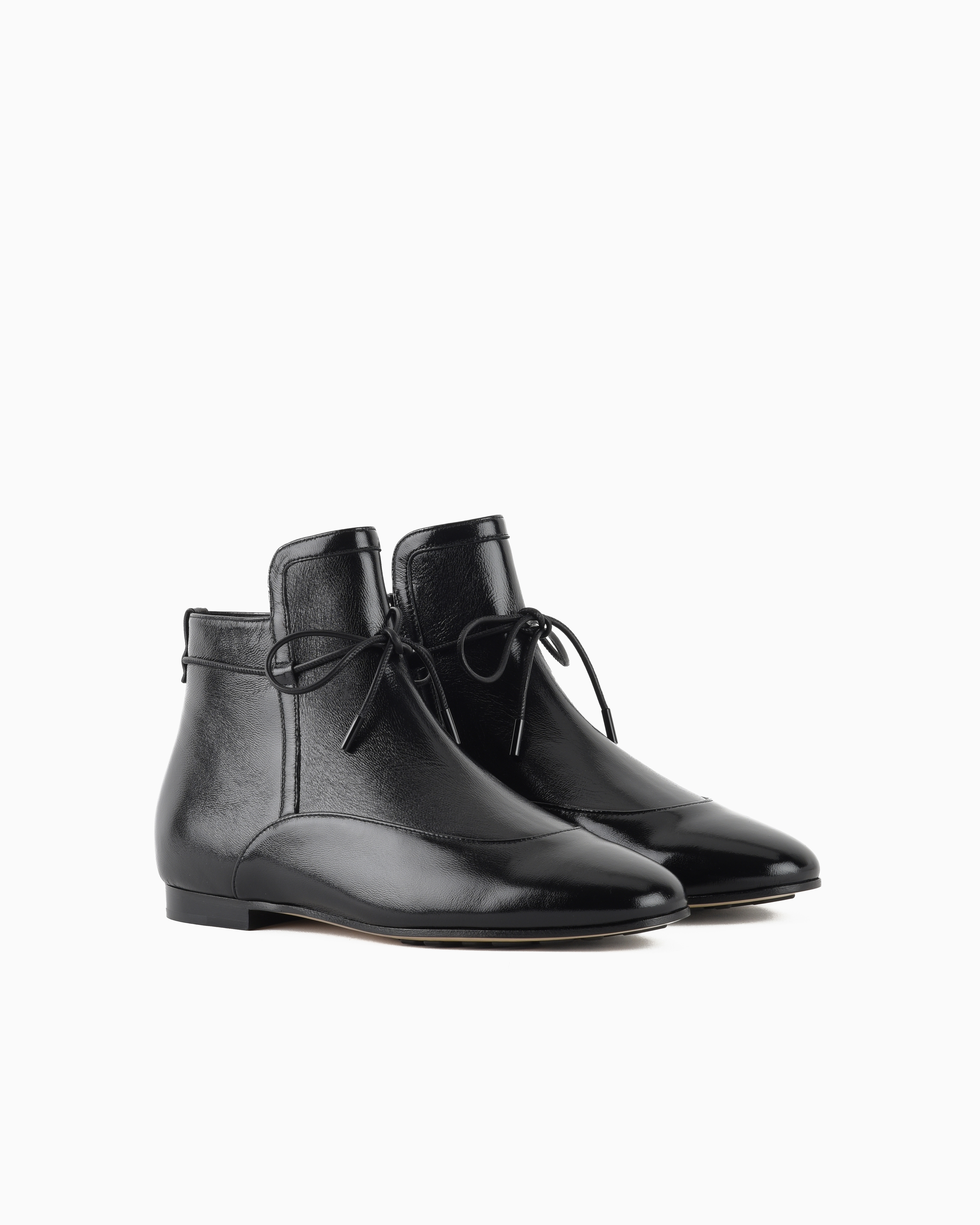 Giorgio Armani Textured Patent-leather Ankle Boots
