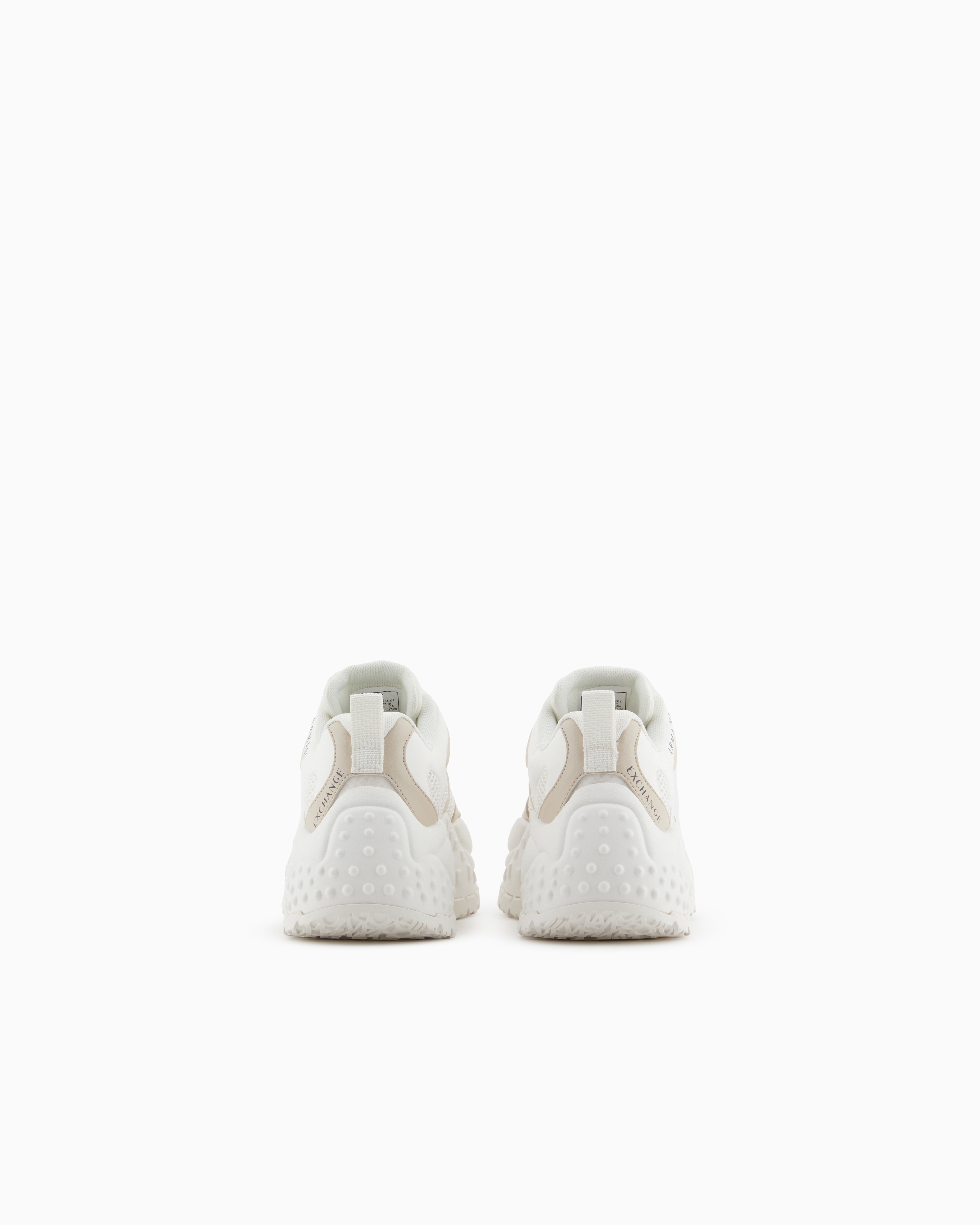 Armani Exchange Mesh Sneakers With Custom Tread In Beige