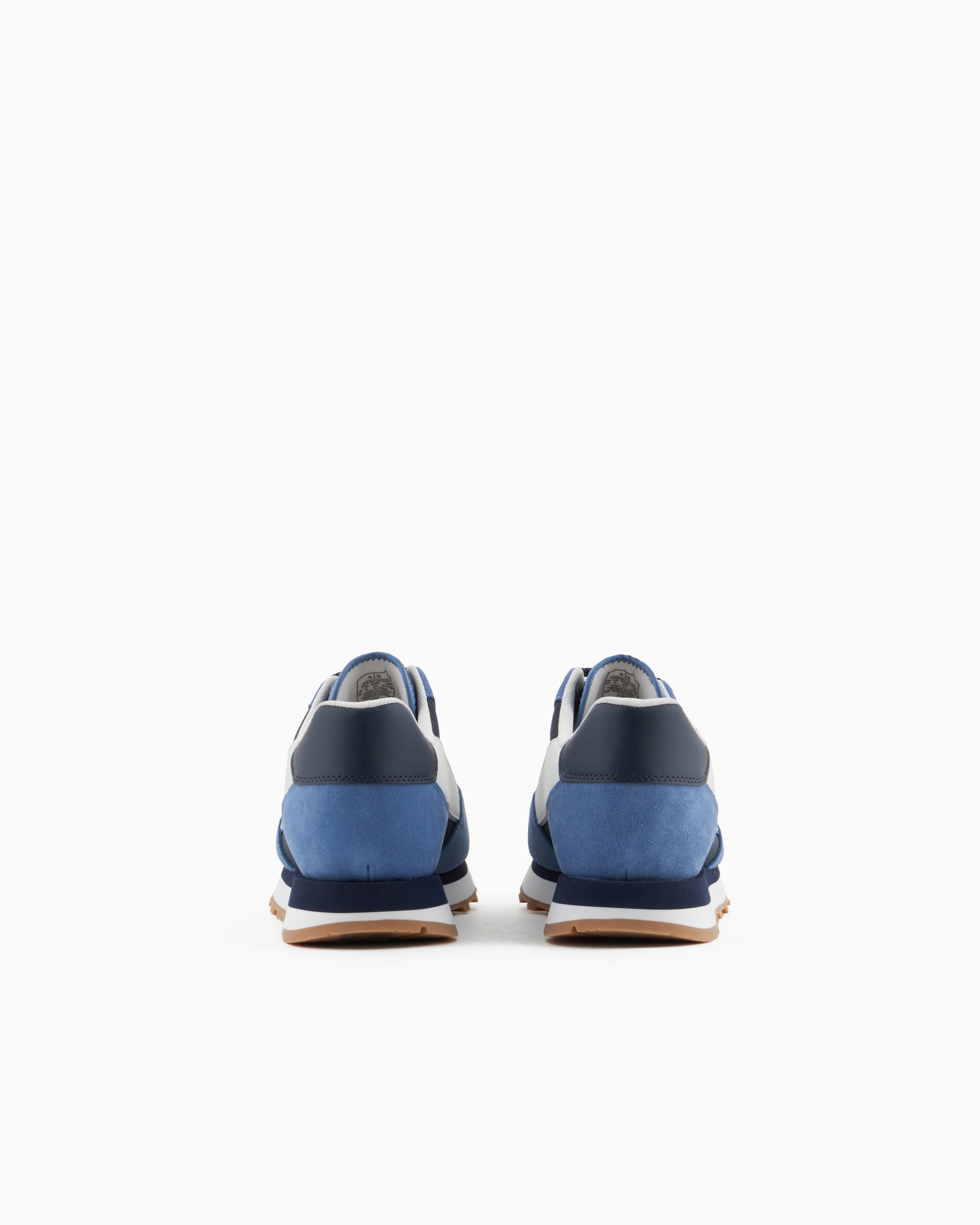 Armani Exchange Suede Sneakers With Mesh Inserts In Navy Blue