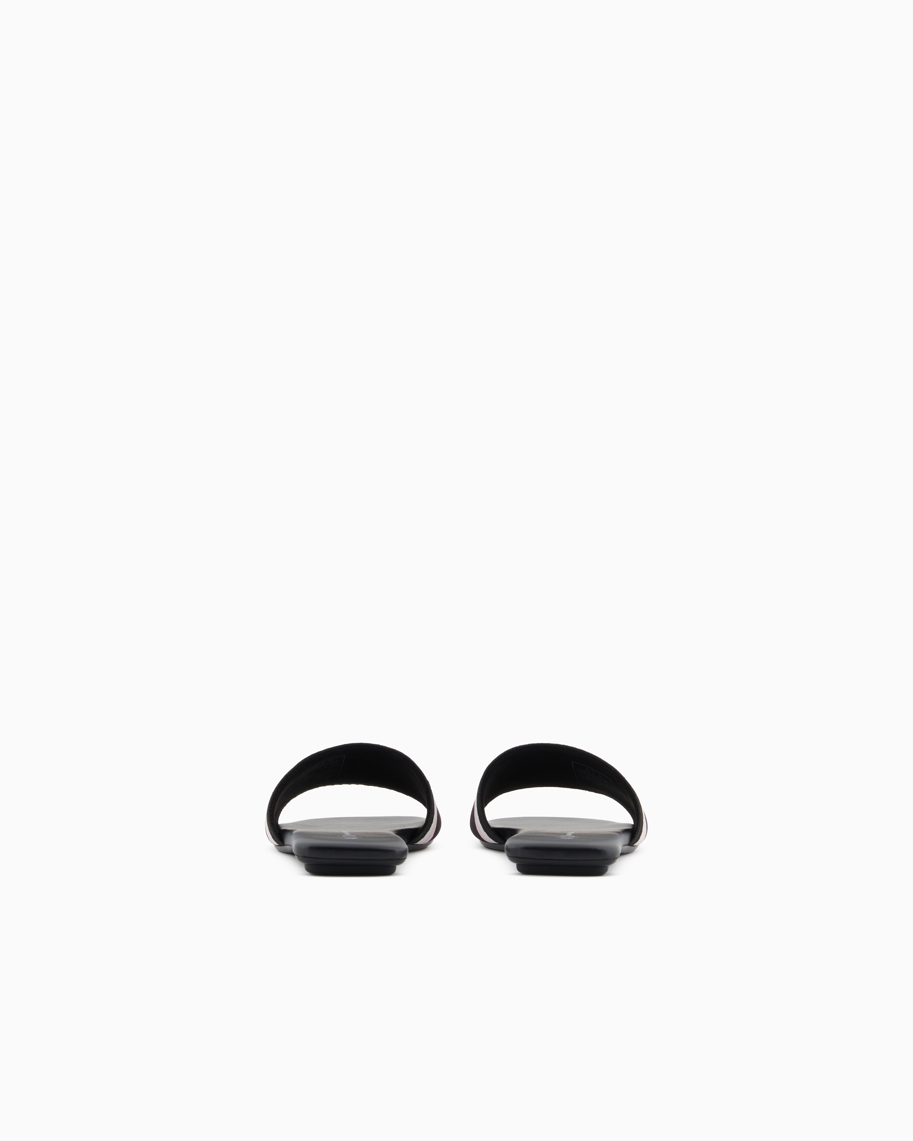 Armani Exchange Striped Slides In Black