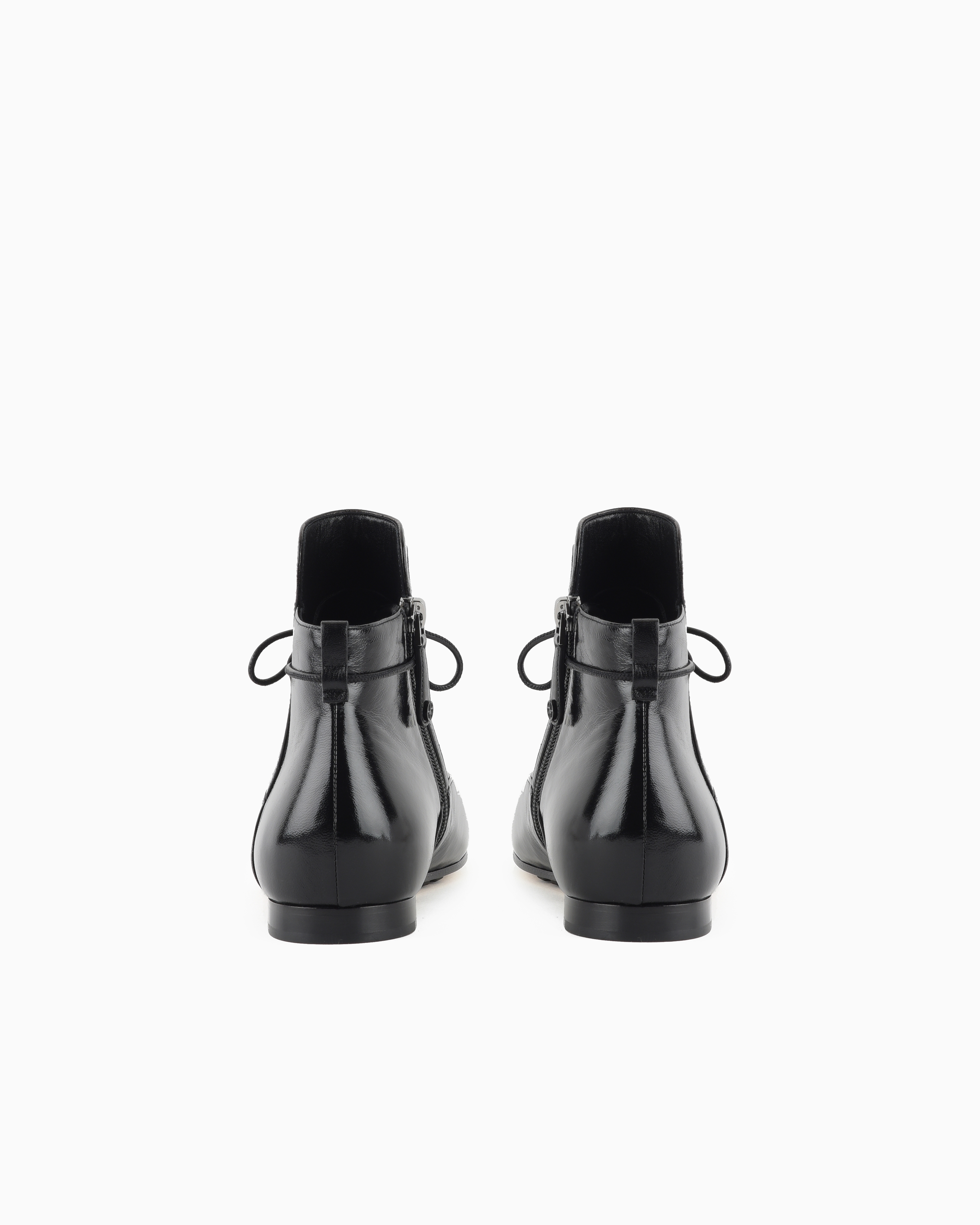 Giorgio Armani Textured Patent-leather Ankle Boots