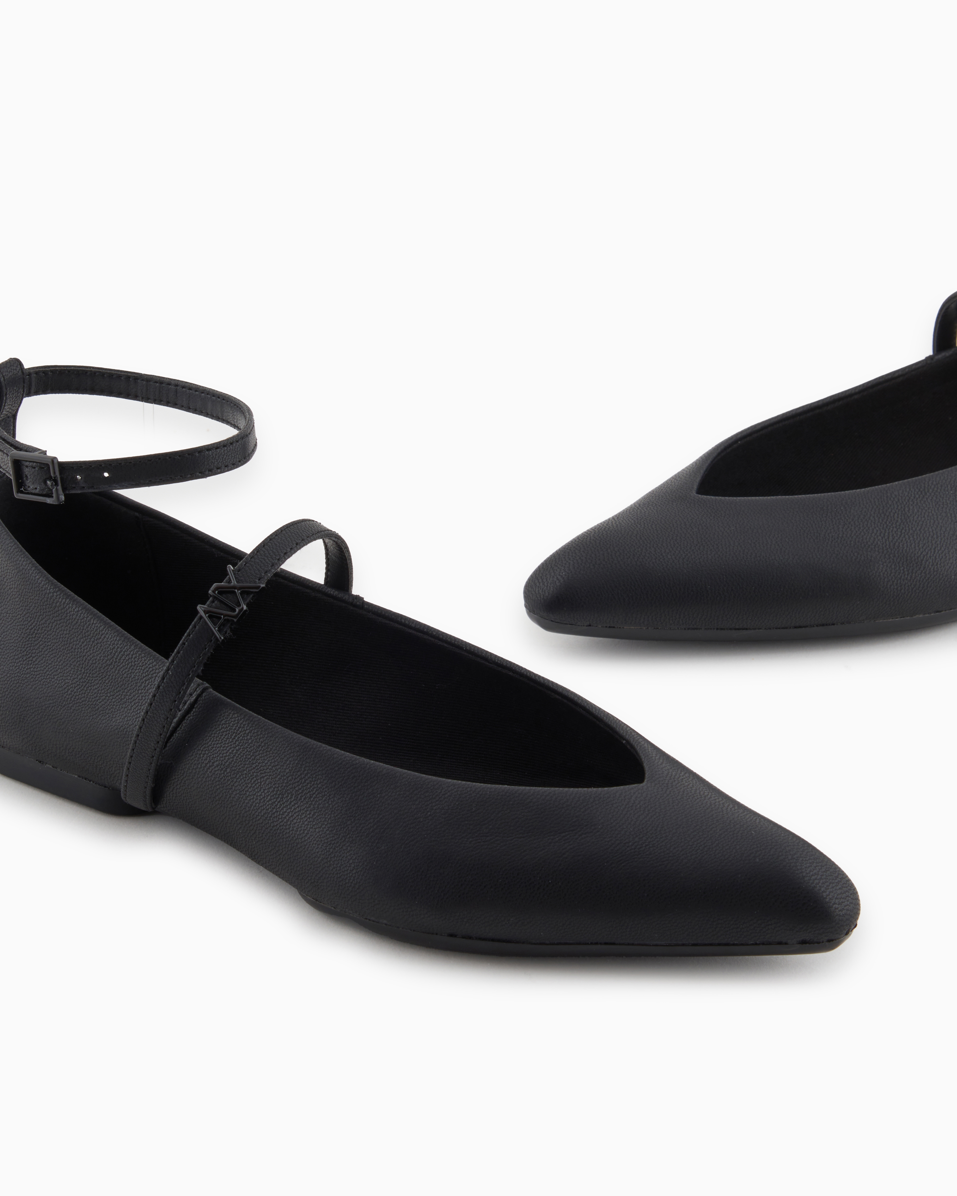 Armani Exchange - Pointed toe ballerinas with two straps, Woman, Black, Size: