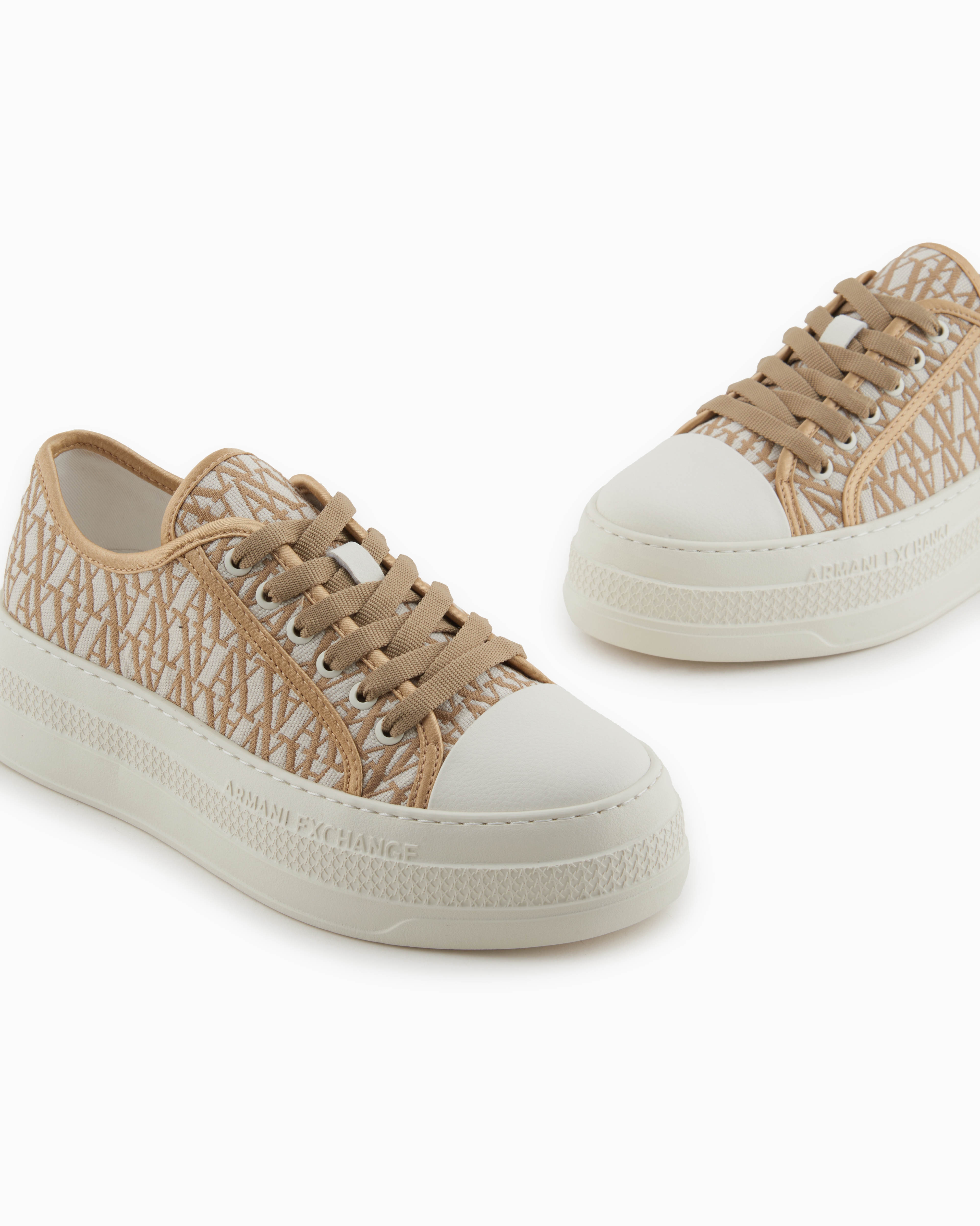Armani Exchange Sneakers In Beige