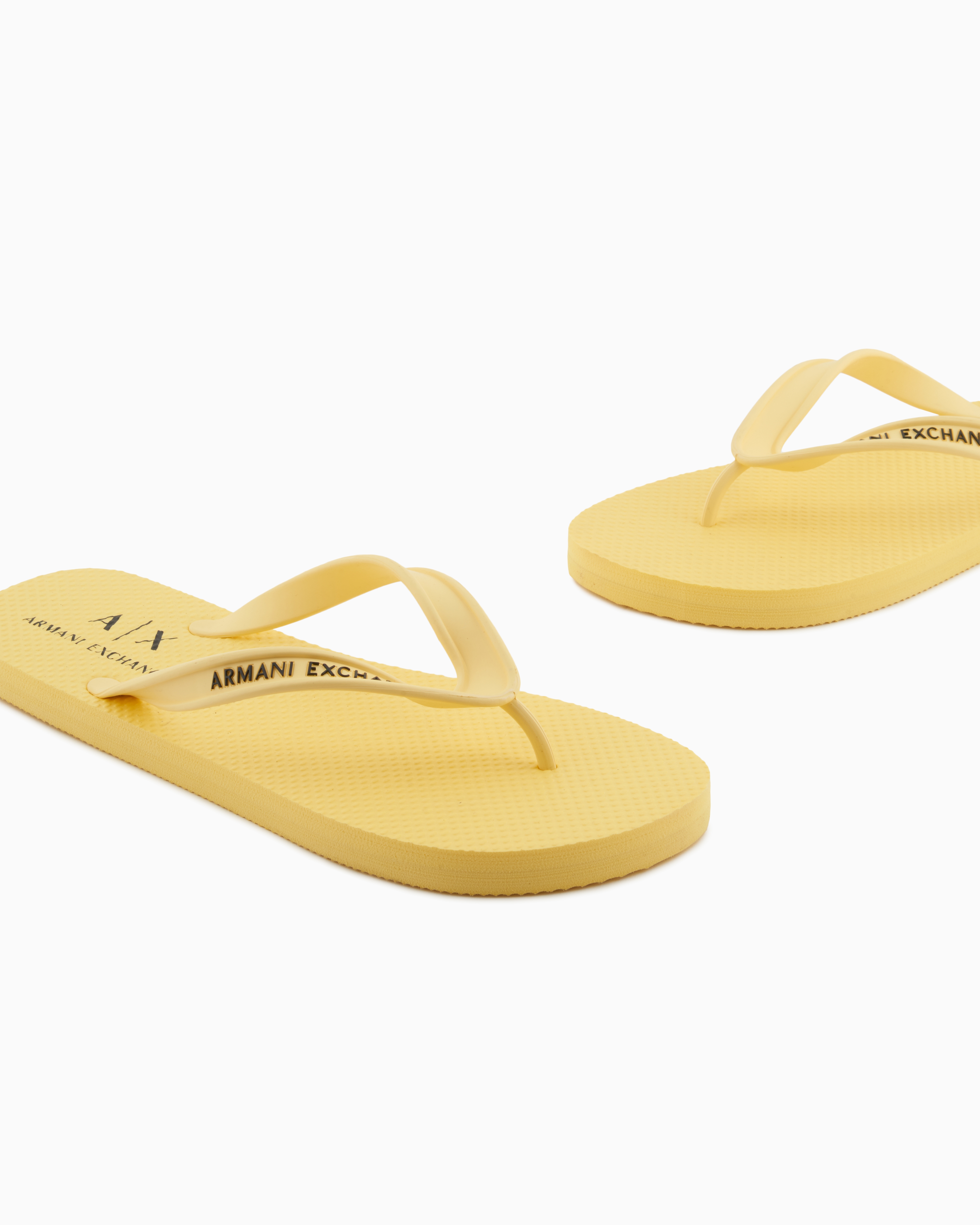 Armani Exchange Rubber Flip Flops With Logo Writing In Yellow