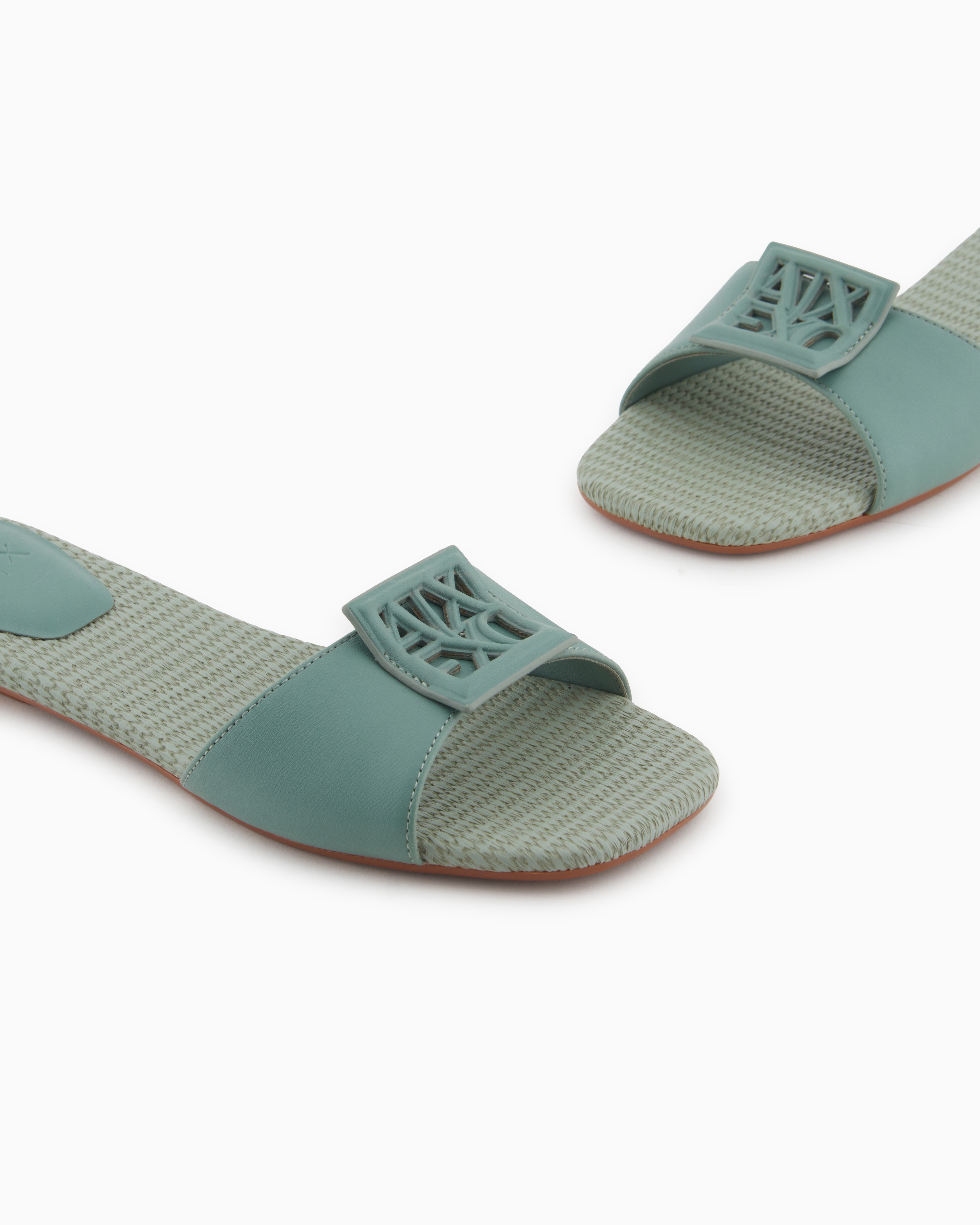 Armani Exchange - Slippers with band and logo, Woman, Green, Size:
