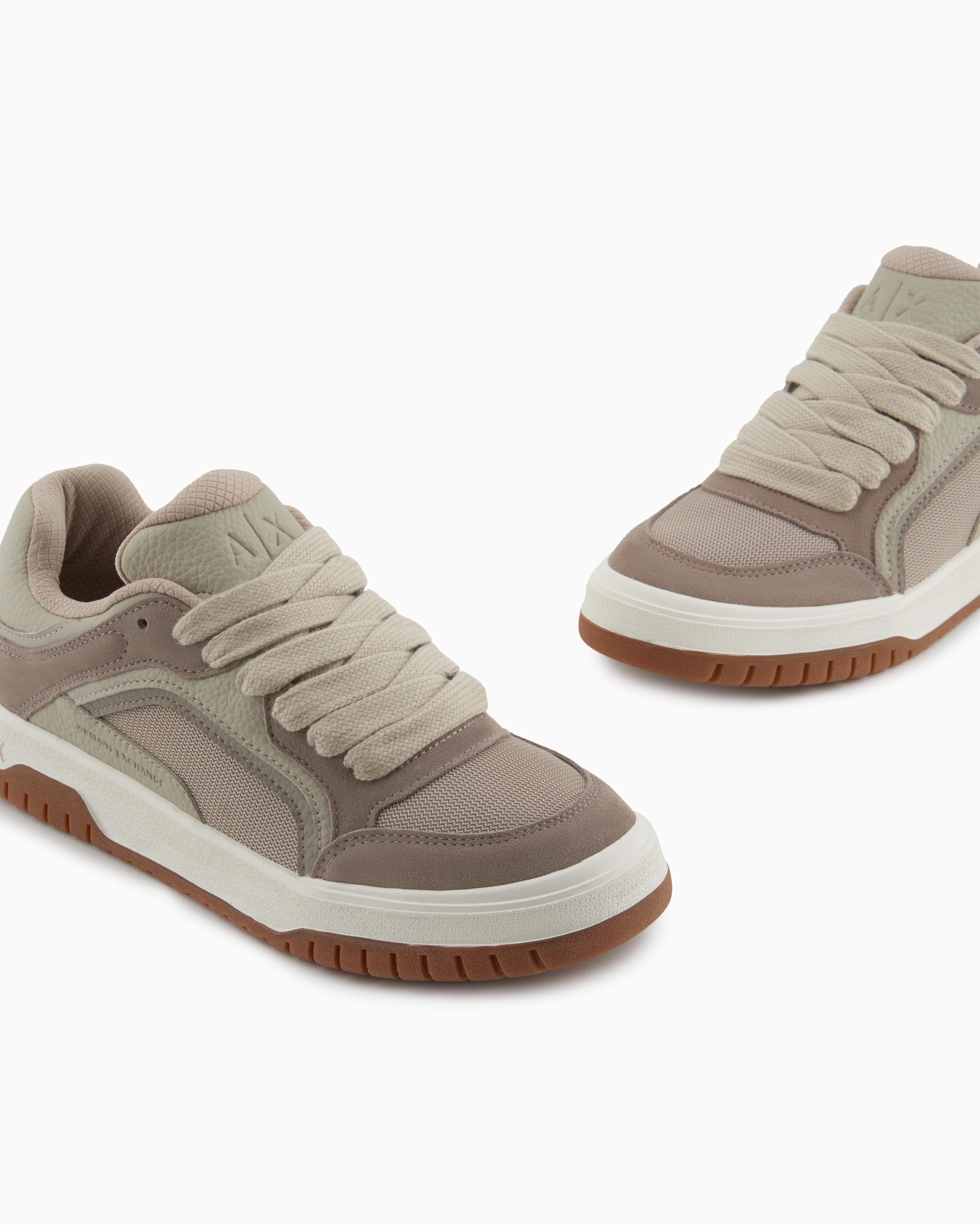 Armani Exchange - Oversized sneakers with contrasting inserts, Man, Brown, Size: