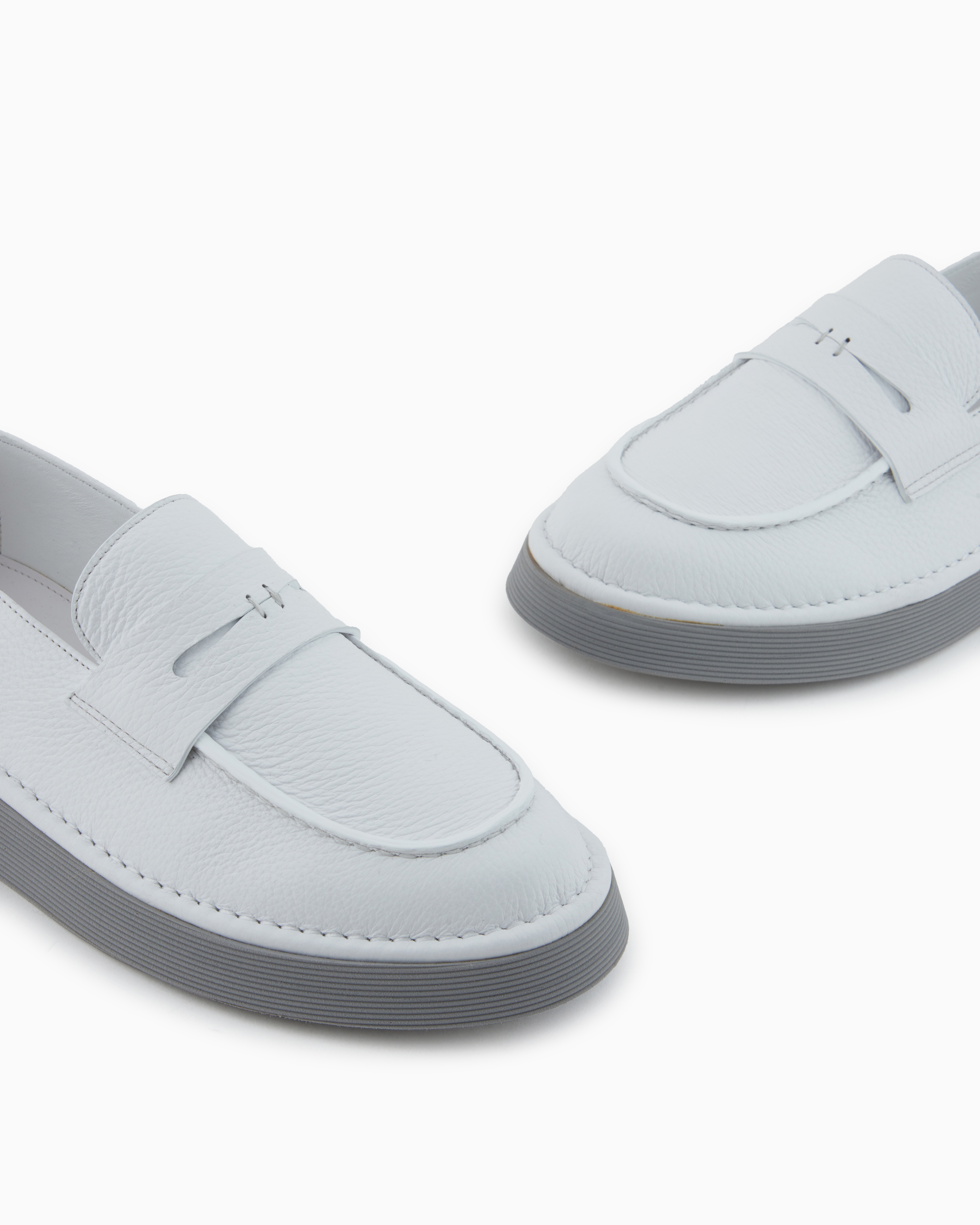 Giorgio Armani Deerskin Loafers In White