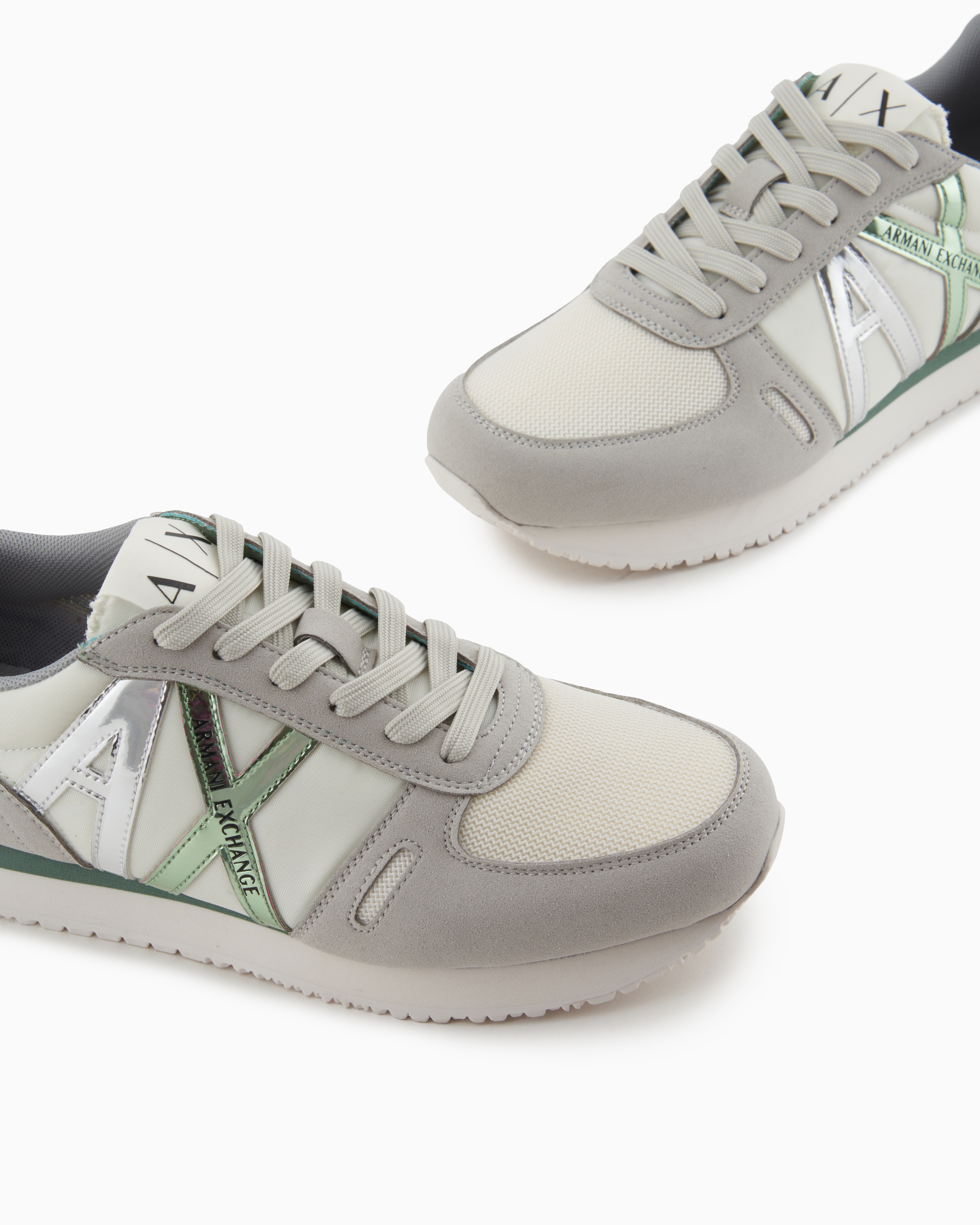 Armani Exchange Microfiber Sneakers With Logo In Grey