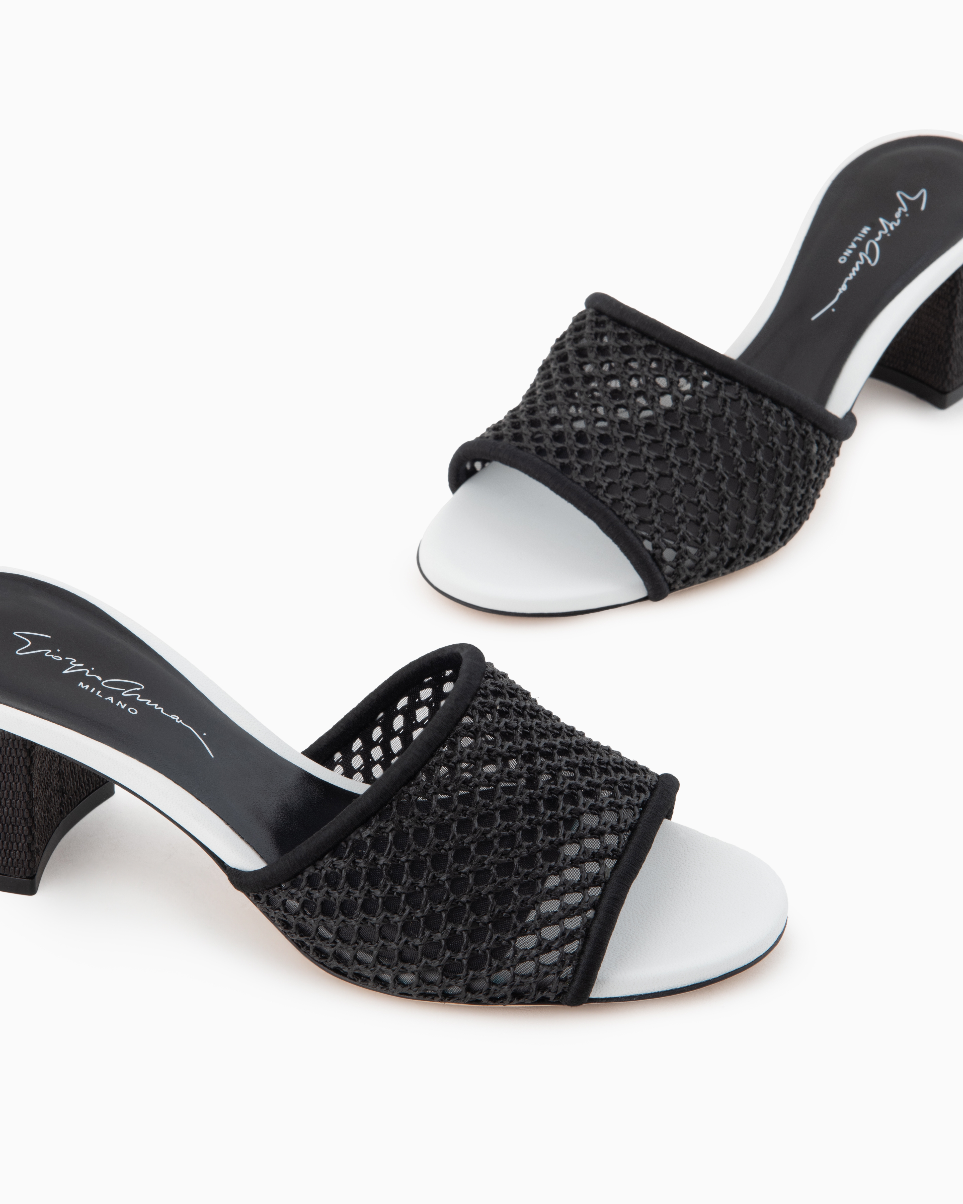 Giorgio Armani Perforated Fabric Heeled Sandals
