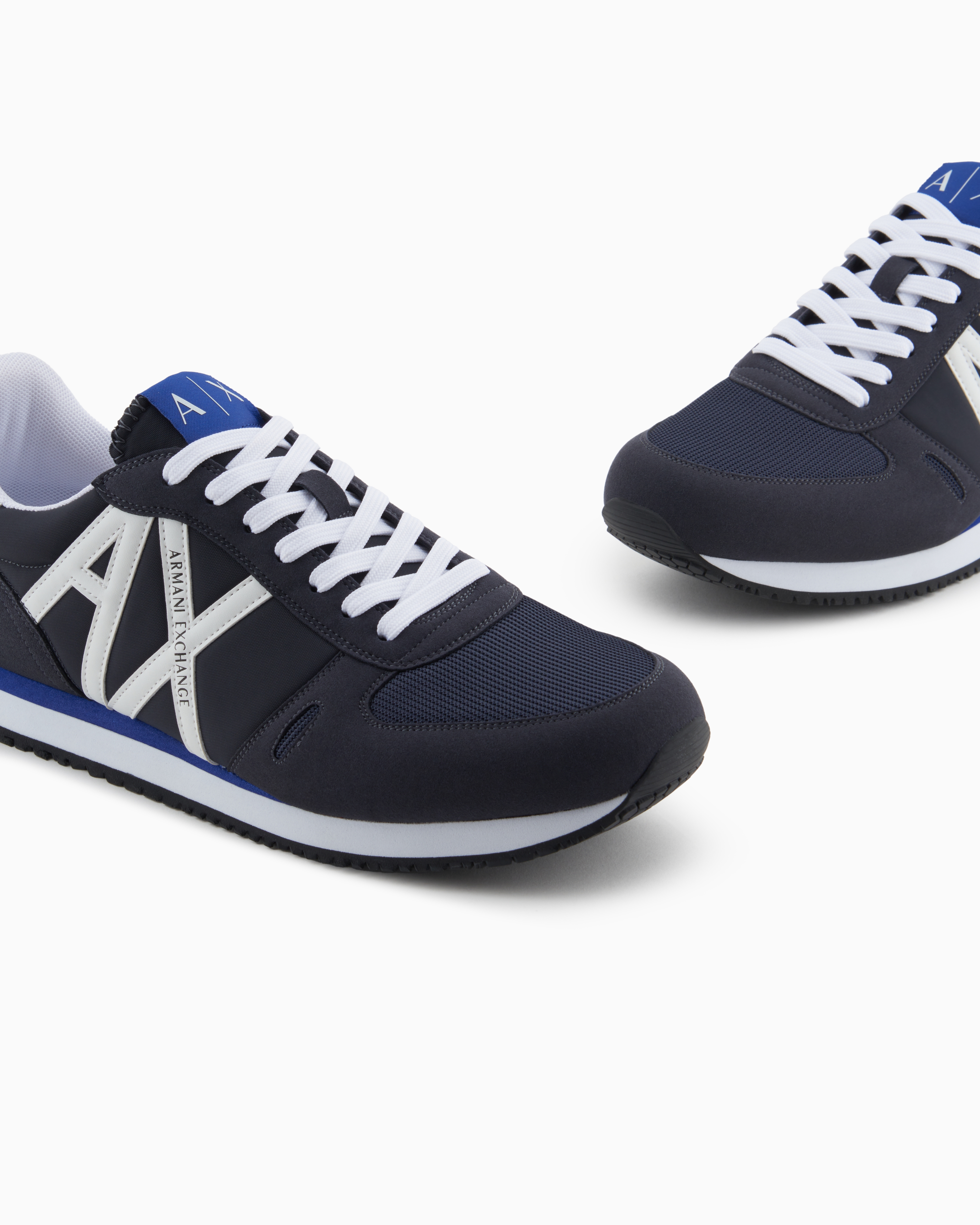 Armani Exchange - Sneakers eco-suede, mesh and nylon, Man, Navy Blue, Size: