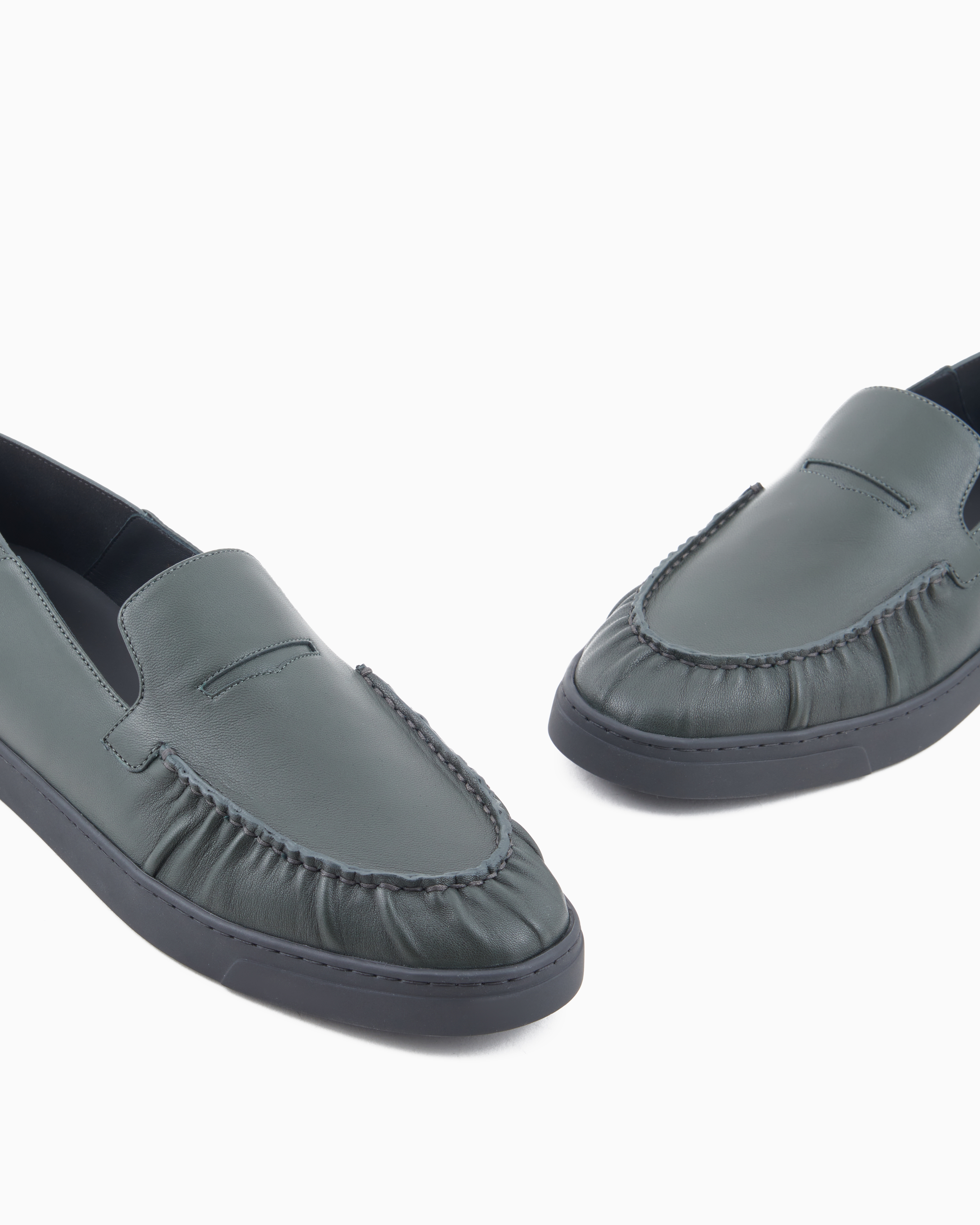 Giorgio Armani Nappa-leather Slip-ons In Green