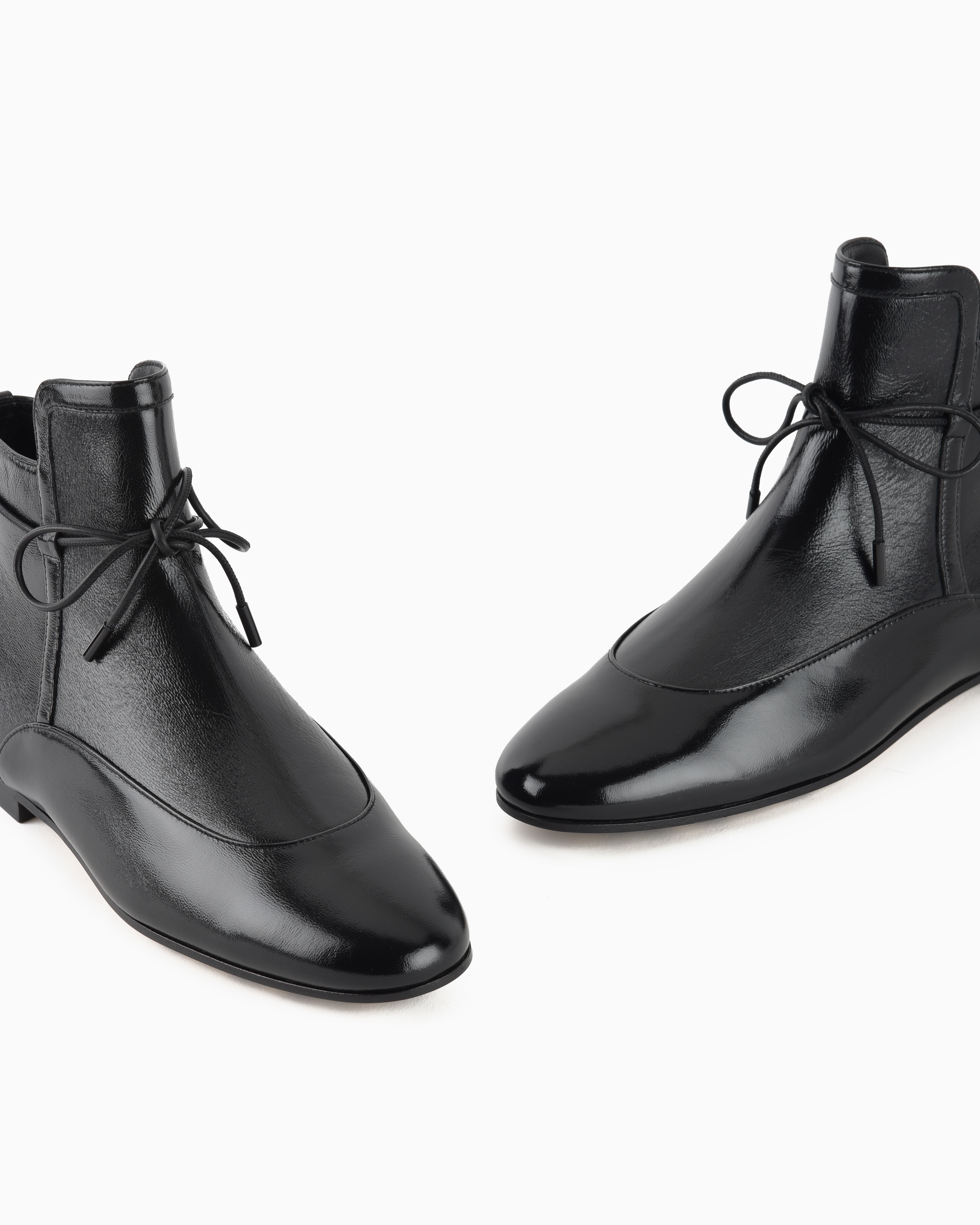 Giorgio Armani Textured Patent-leather Ankle Boots