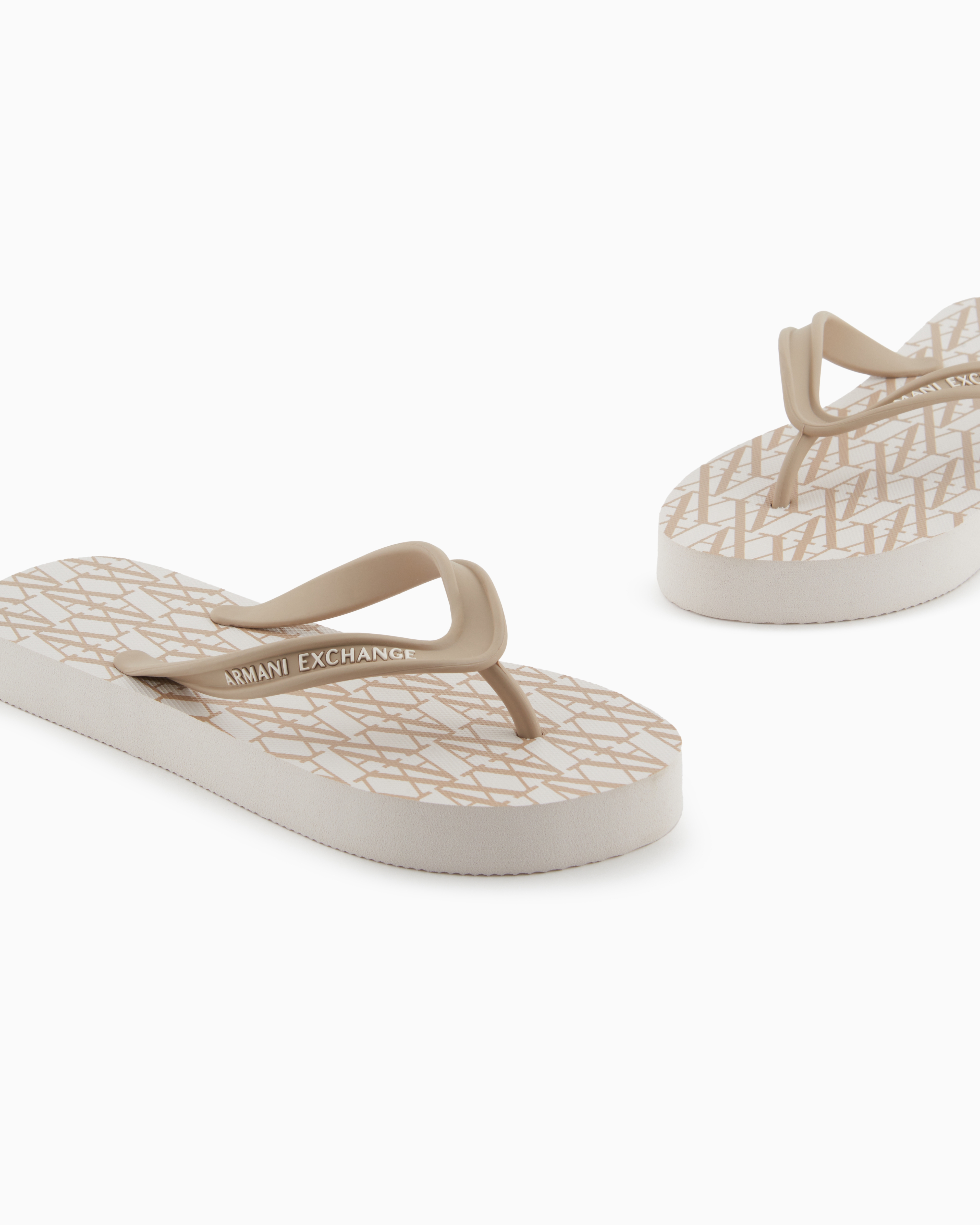 Armani Exchange - Rubber flip flops, Woman, Beige, Size: 39