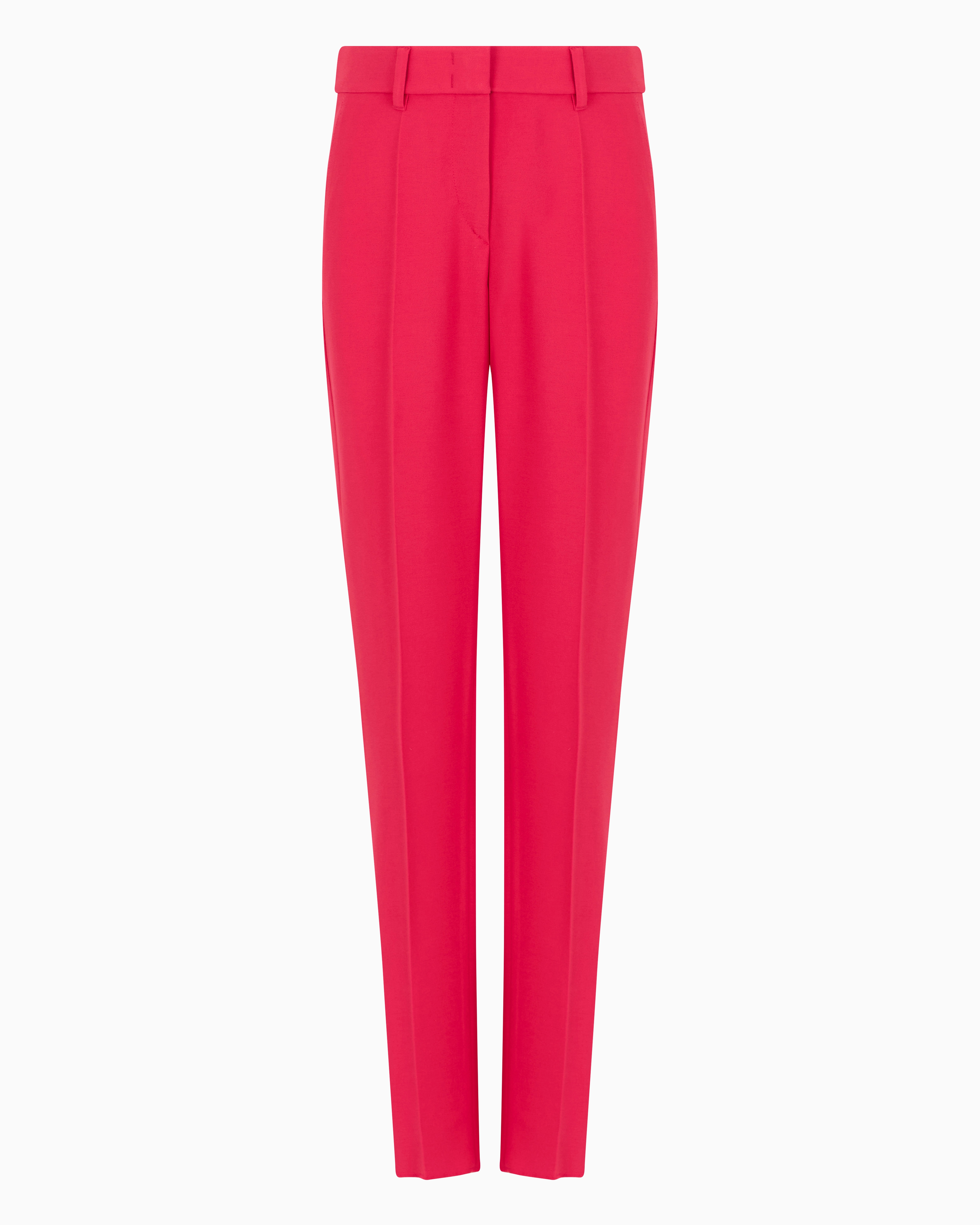 Emporio Armani Cady Crêpe Trousers With Belt Loops And Rib In Fuchsia