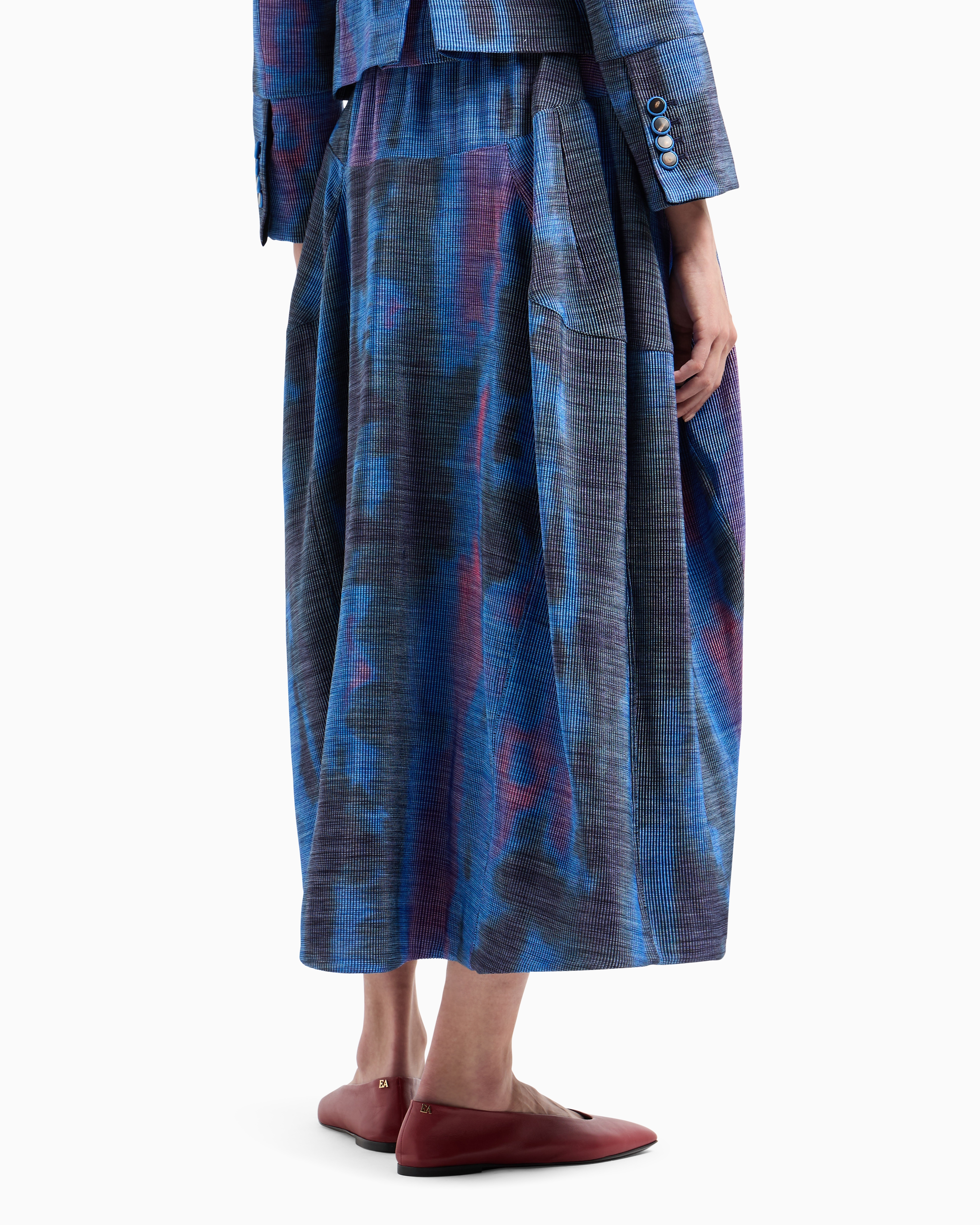 Shop Emporio Armani Oval Long Skirt In Gradient-print Canneté Fabric In Patterned