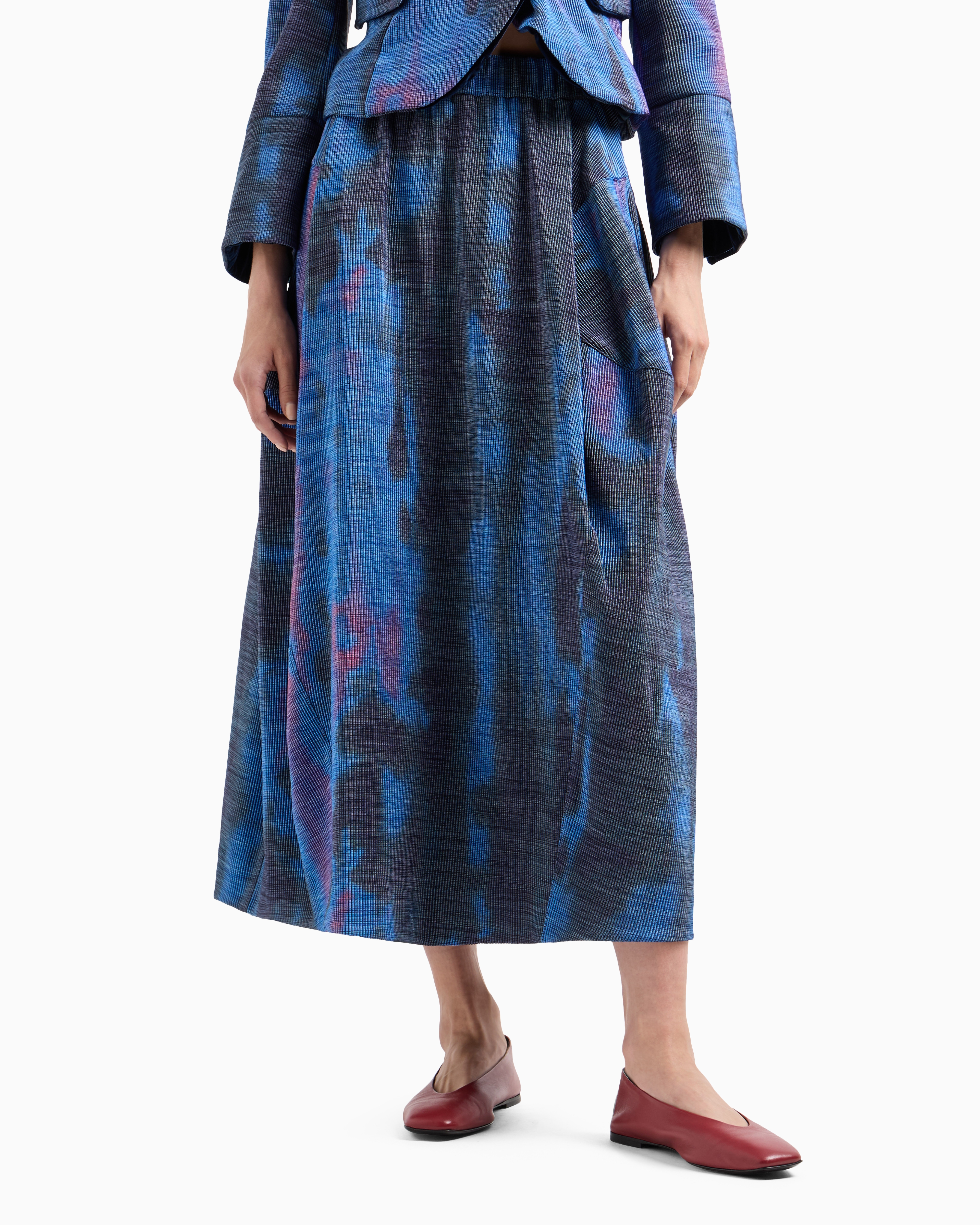 Shop Emporio Armani Oval Long Skirt In Gradient-print Canneté Fabric In Patterned