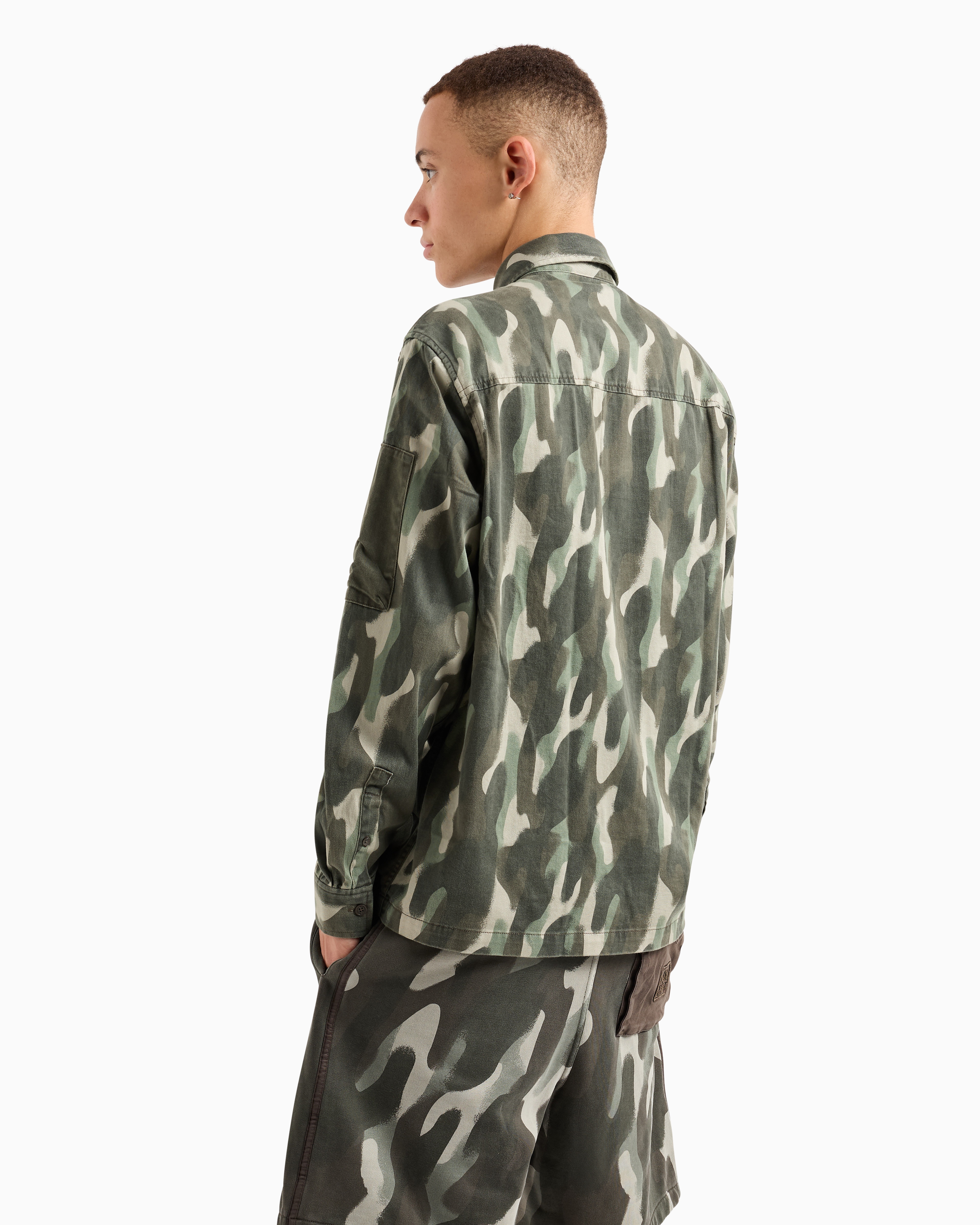 Boxy fit shirt in camouflage fabric | Armani Exchange
