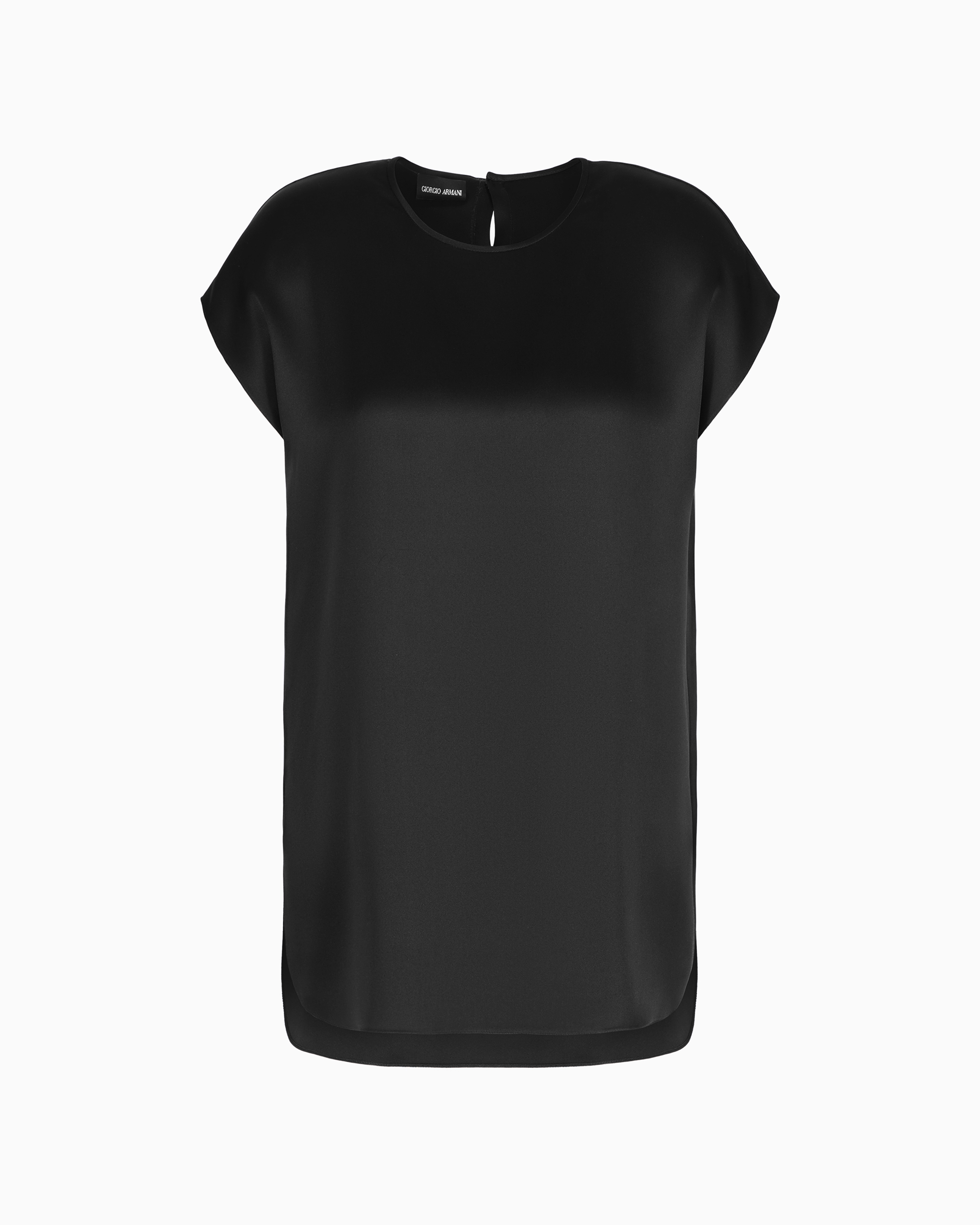 Giorgio Armani Official Store Long Blouse In Silk Double Satin In Black