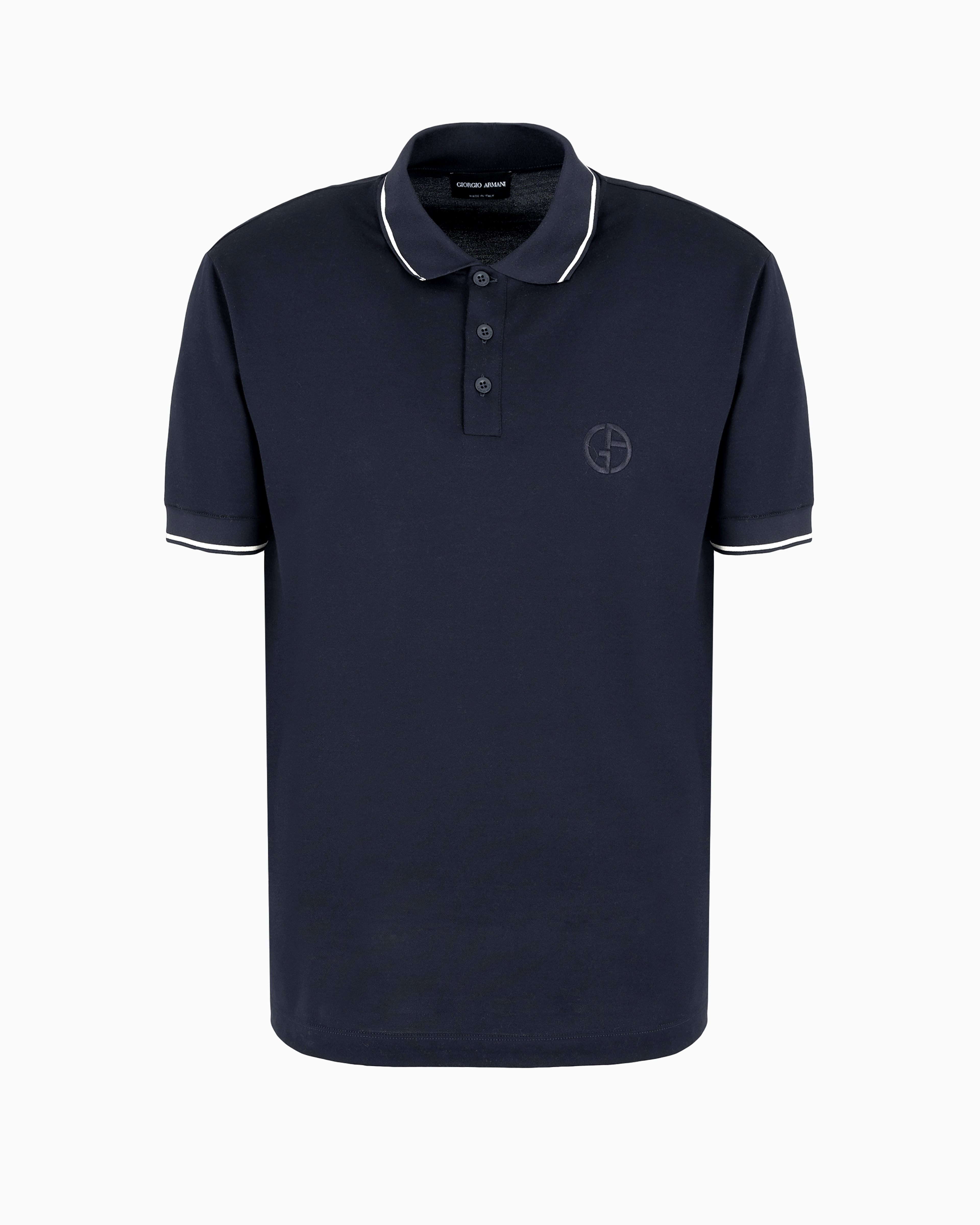 GIORGIO ARMANI SHORT-SLEEVED POLO SHIRT IN SILK AND COTTON JERSEY