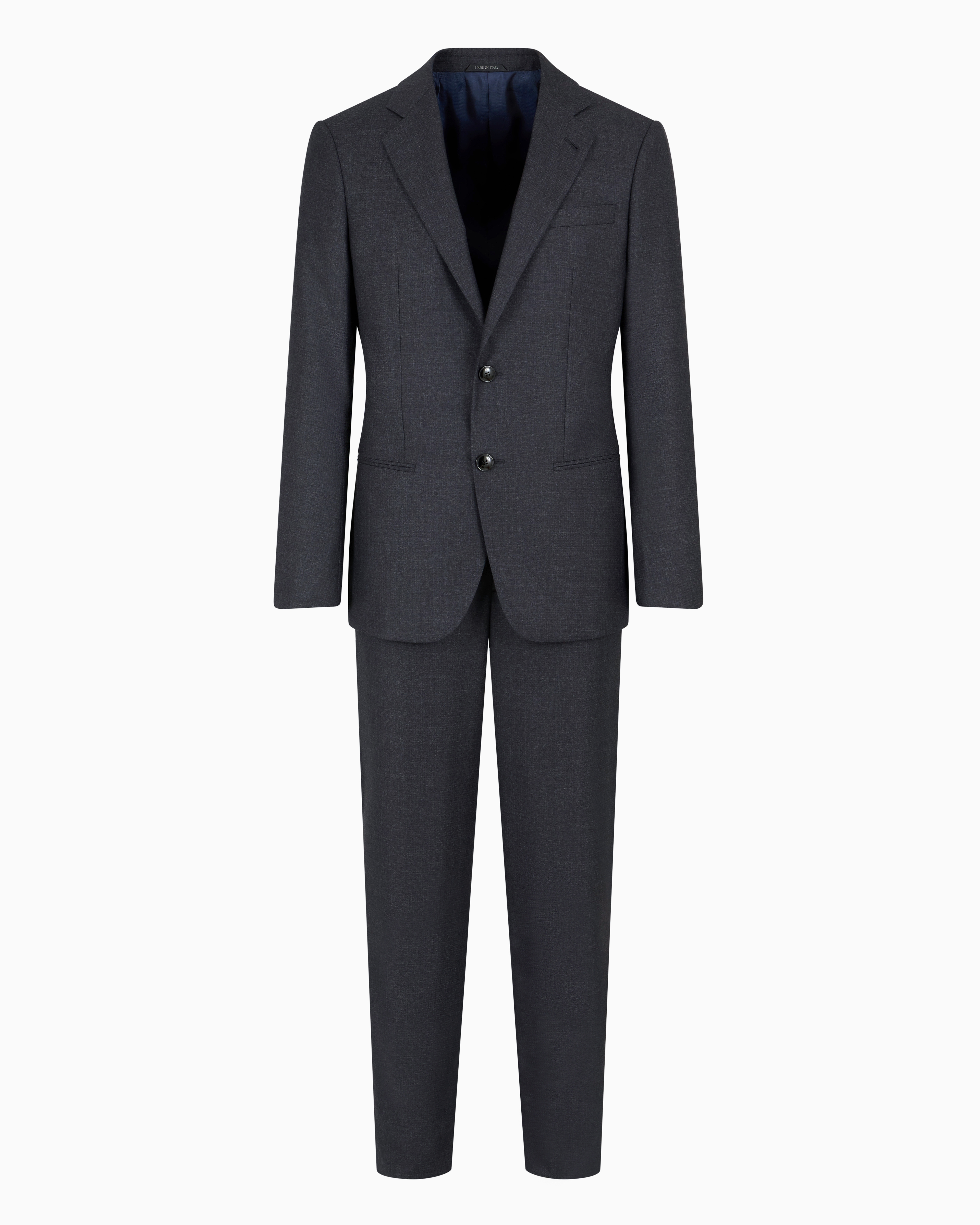 Giorgio Armani Single-breasted Soho Line Suit In Virgin Wool Mélange In Black