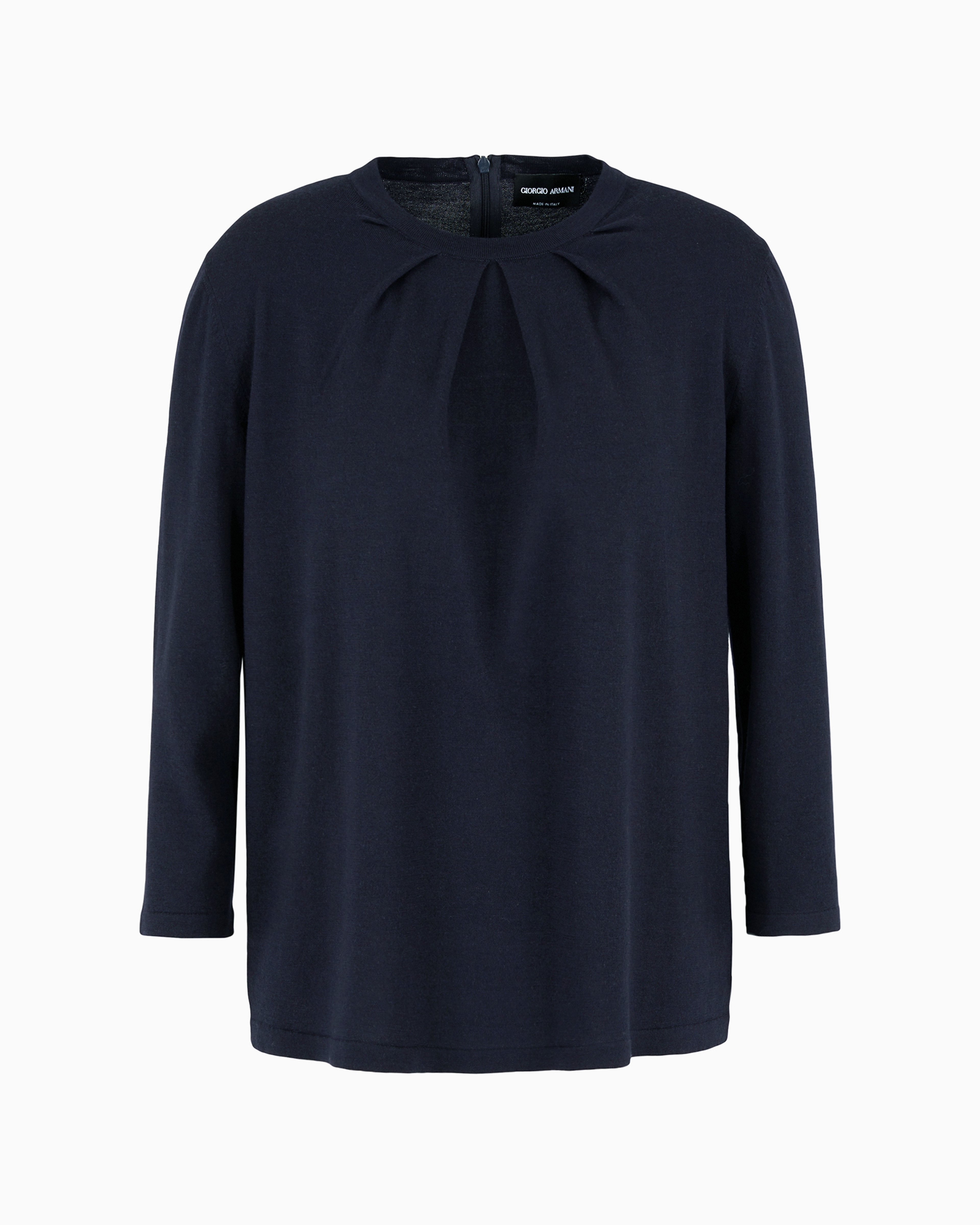 Giorgio Armani Official Store Pullover Mit Rundhalsausschnitt Aus Schurwolle In Blue