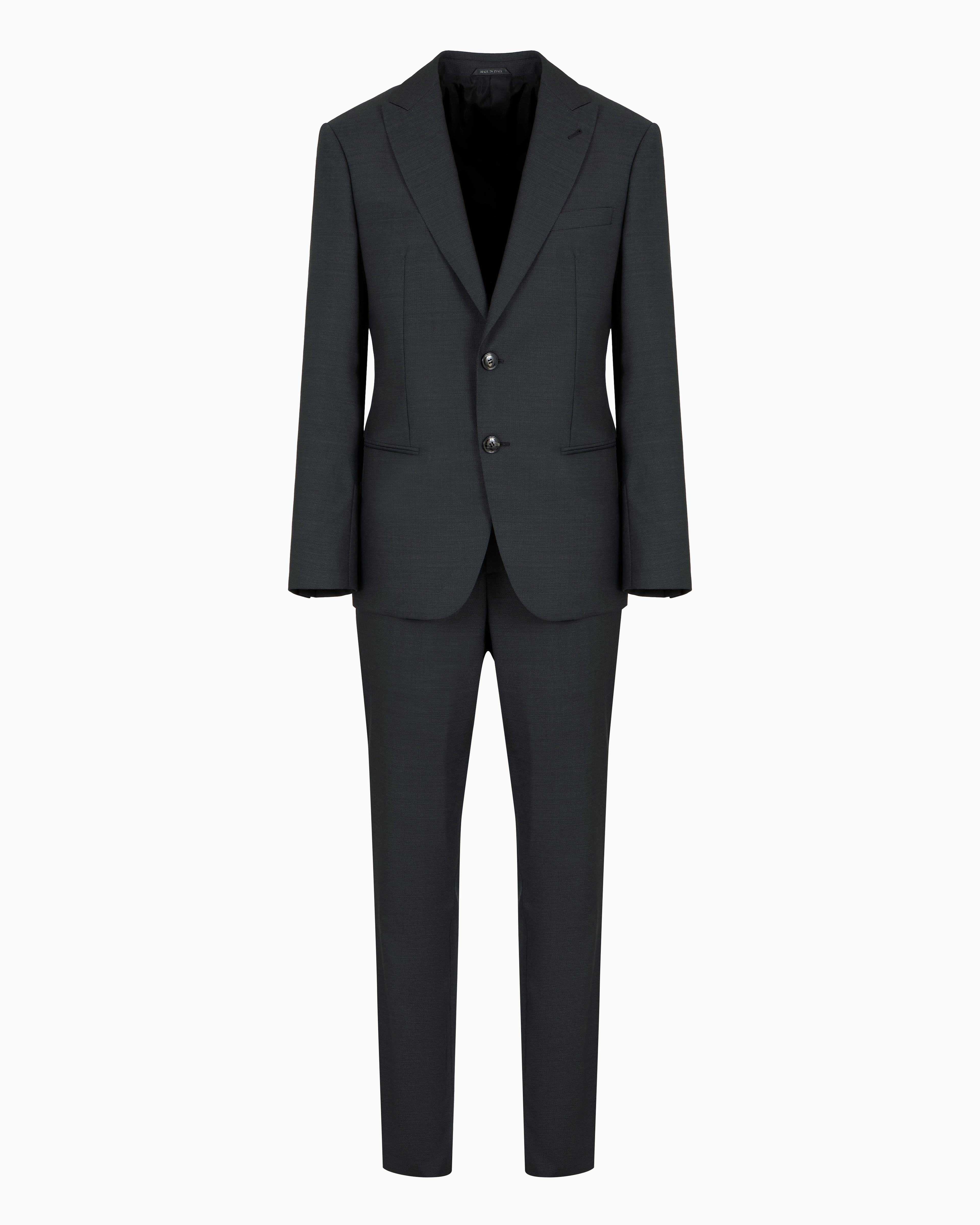 Giorgio Armani Soho Line Single-breasted Suit In Pinpoint-effect Virgin Wool In Black