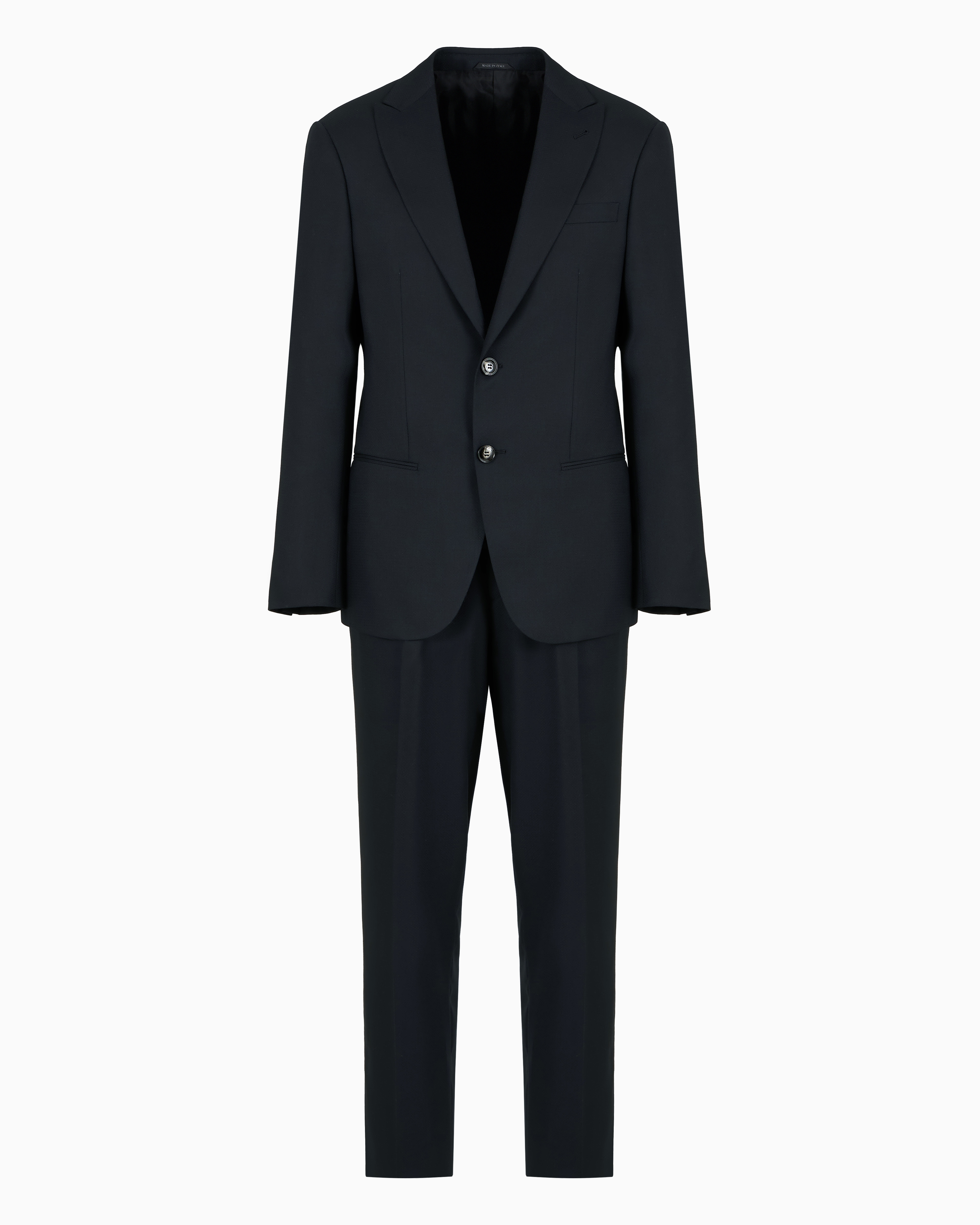 Giorgio Armani Official Store Single-breasted Soho Line Suit In Virgin Wool Armure In Noir