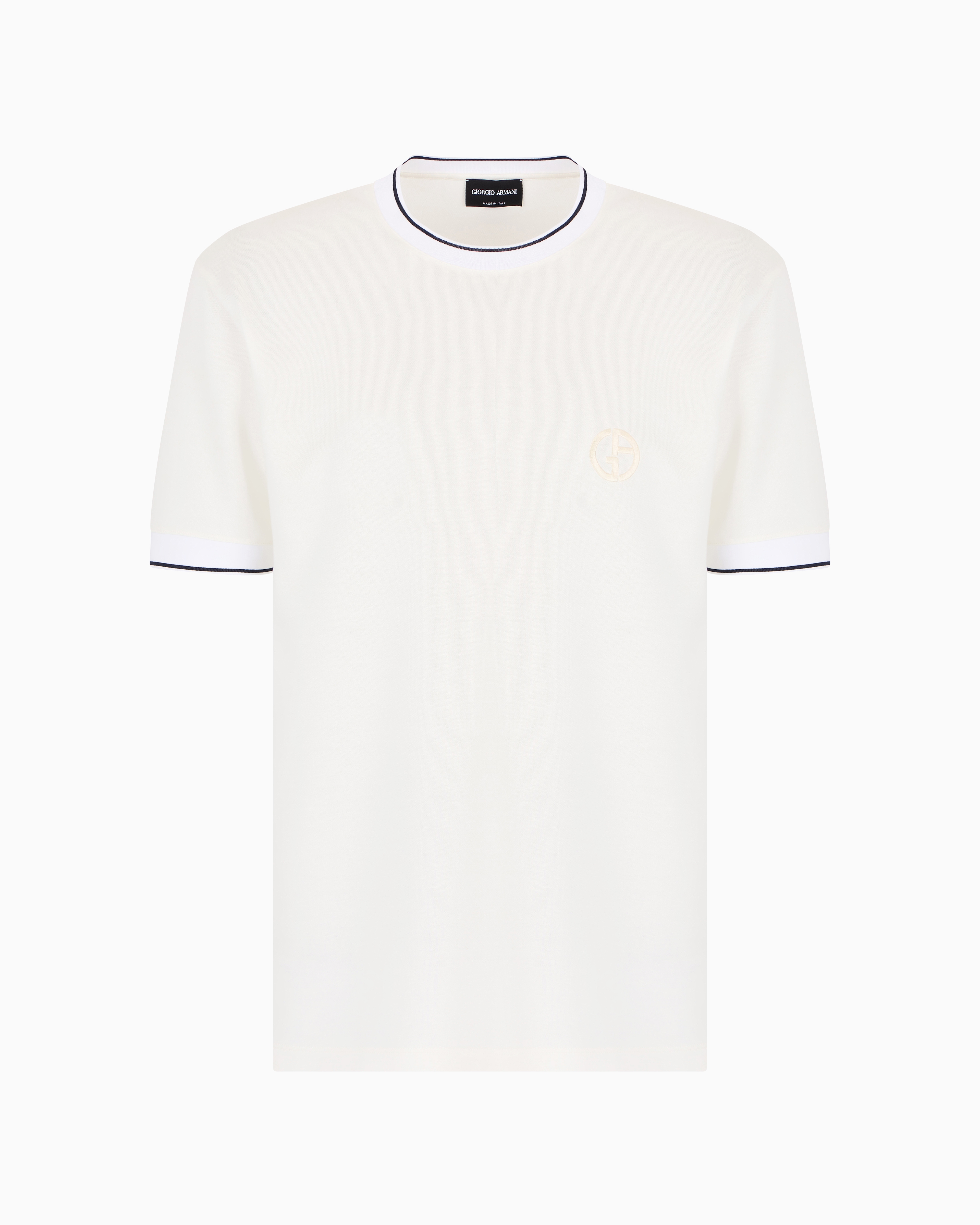 Giorgio Armani Official Store T-shirt Mit Rundhalsausschnitt Aus Seidenjersey Und Baumwolle In White