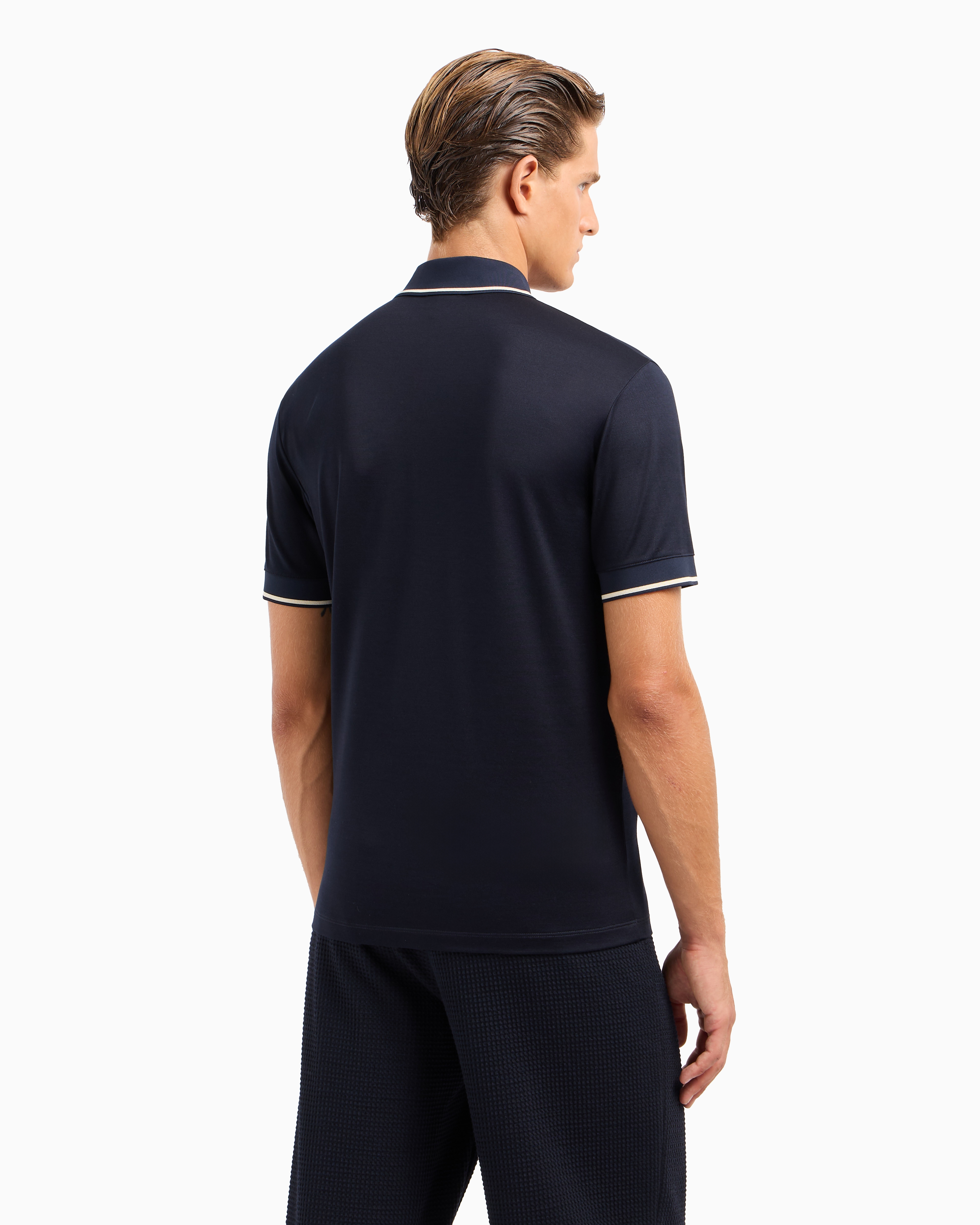 GIORGIO ARMANI SHORT-SLEEVED POLO SHIRT IN SILK AND COTTON JERSEY