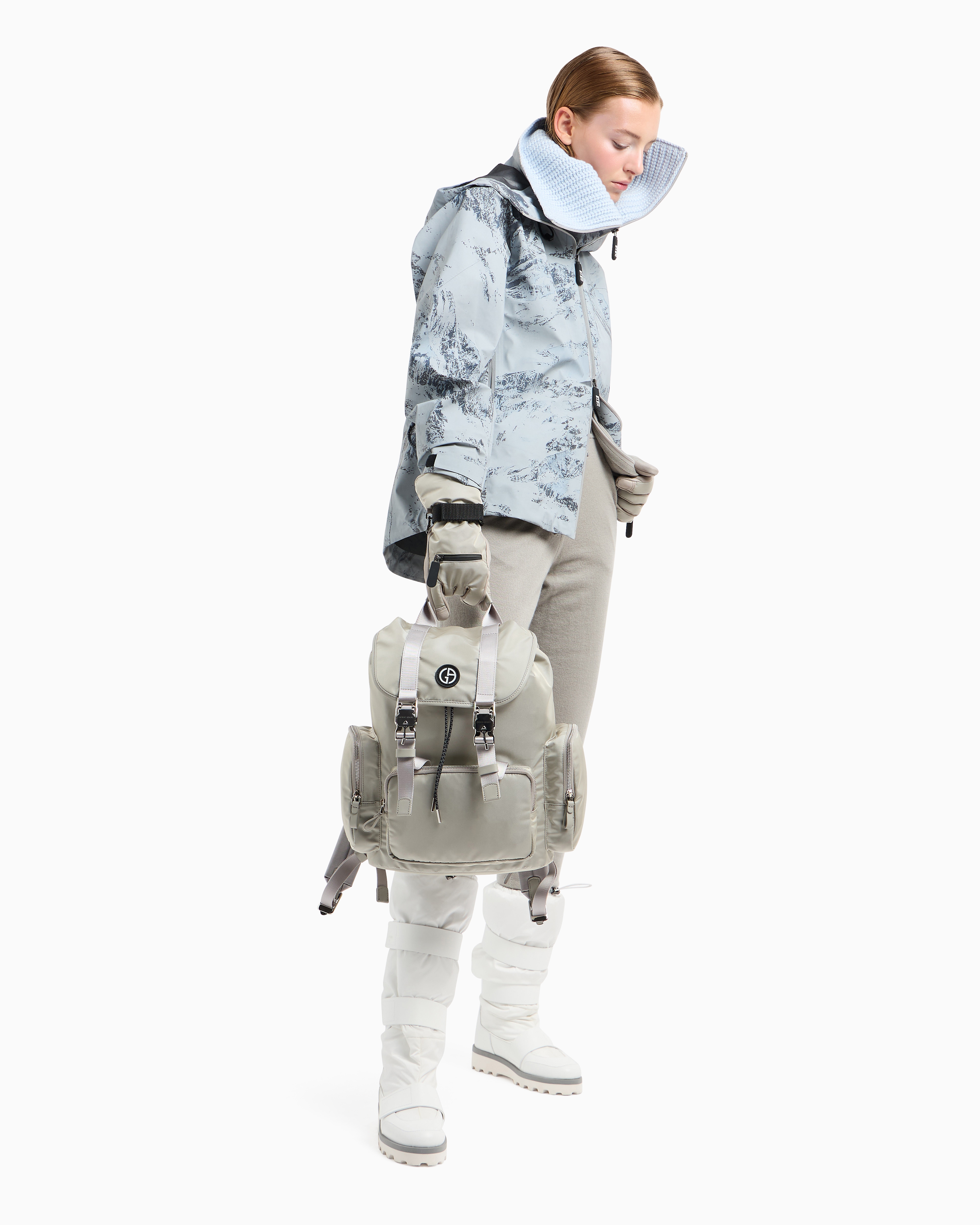Giorgio Armani Neve Ski Jacket In Printed Reflex Fabric In Patterned