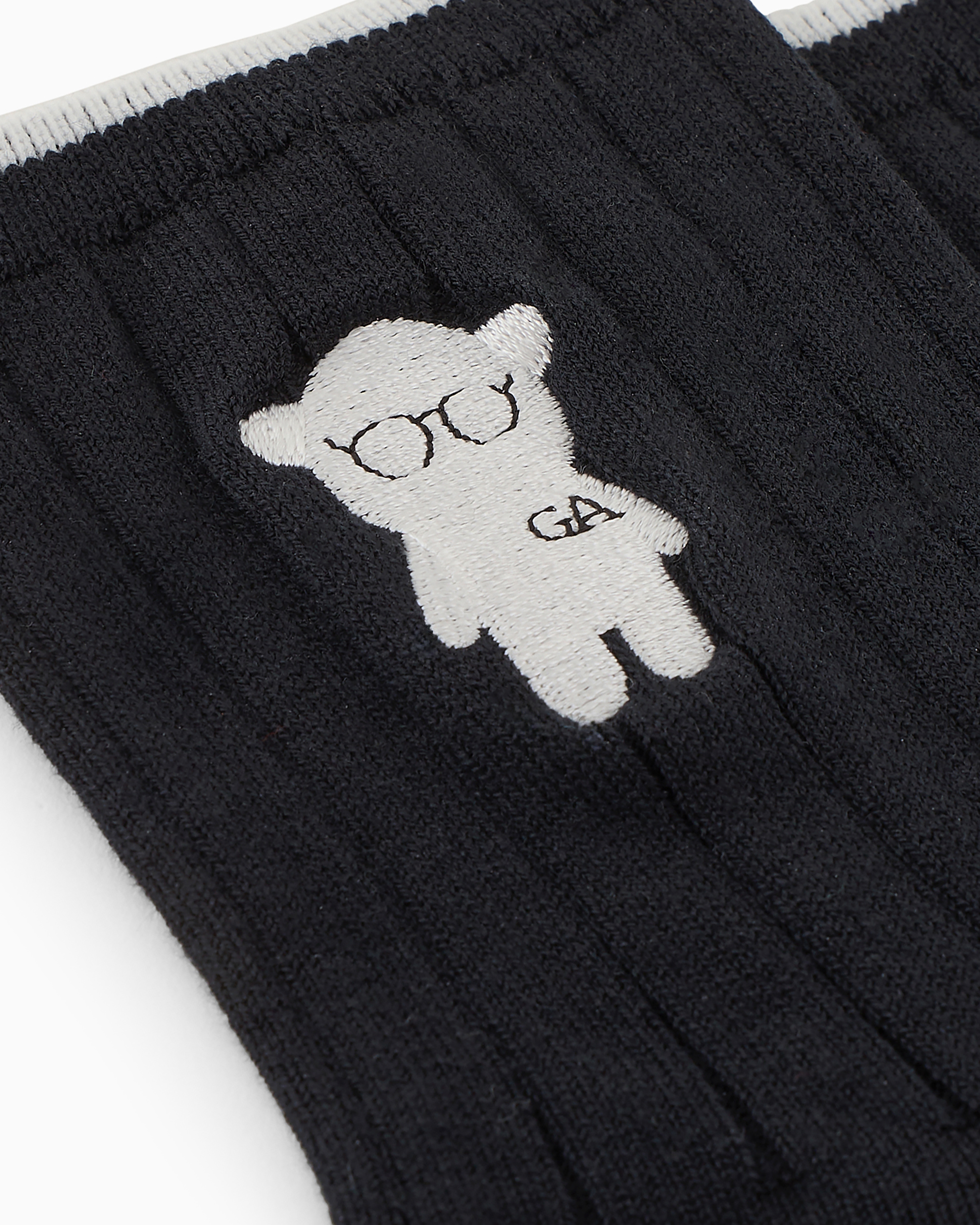 Emporio Armani Asv Black Blue Capsule Collection Ribbed Wool Beanie In Black