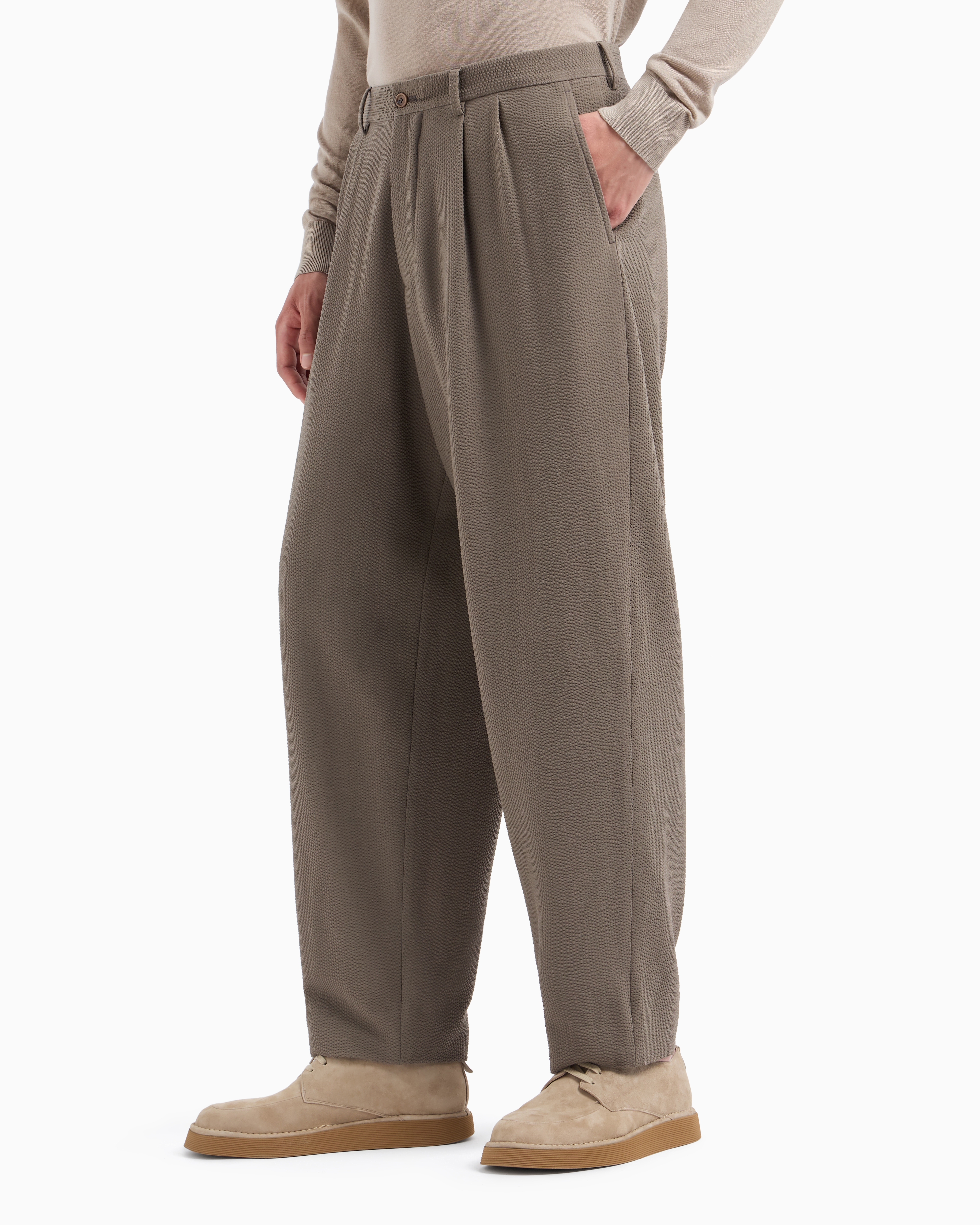 Giorgio Armani Pleat-detail Trousers In Beige