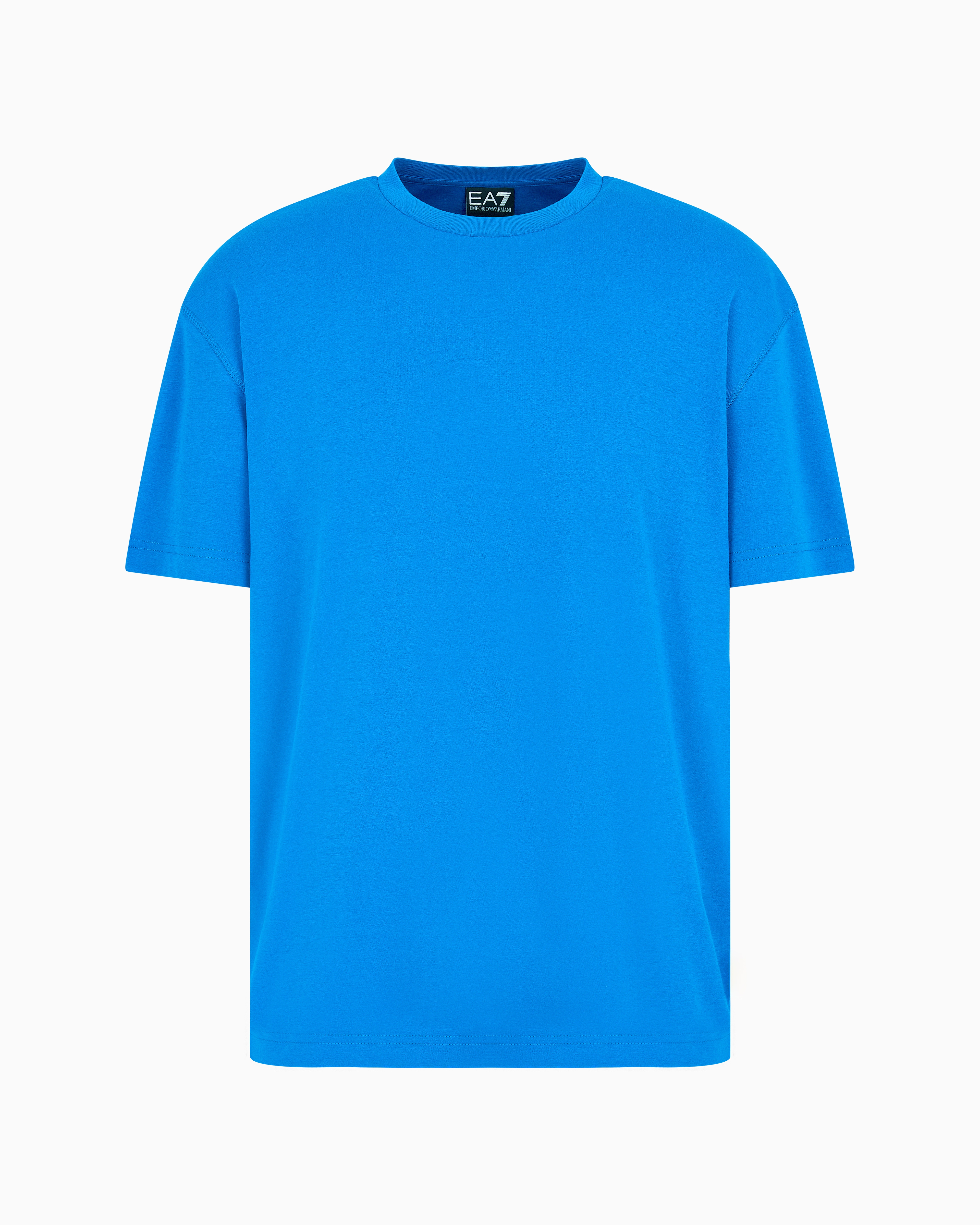 Ea7 Graphic Series Printed Stretch-cotton Crew-neck T-shirt In Blue