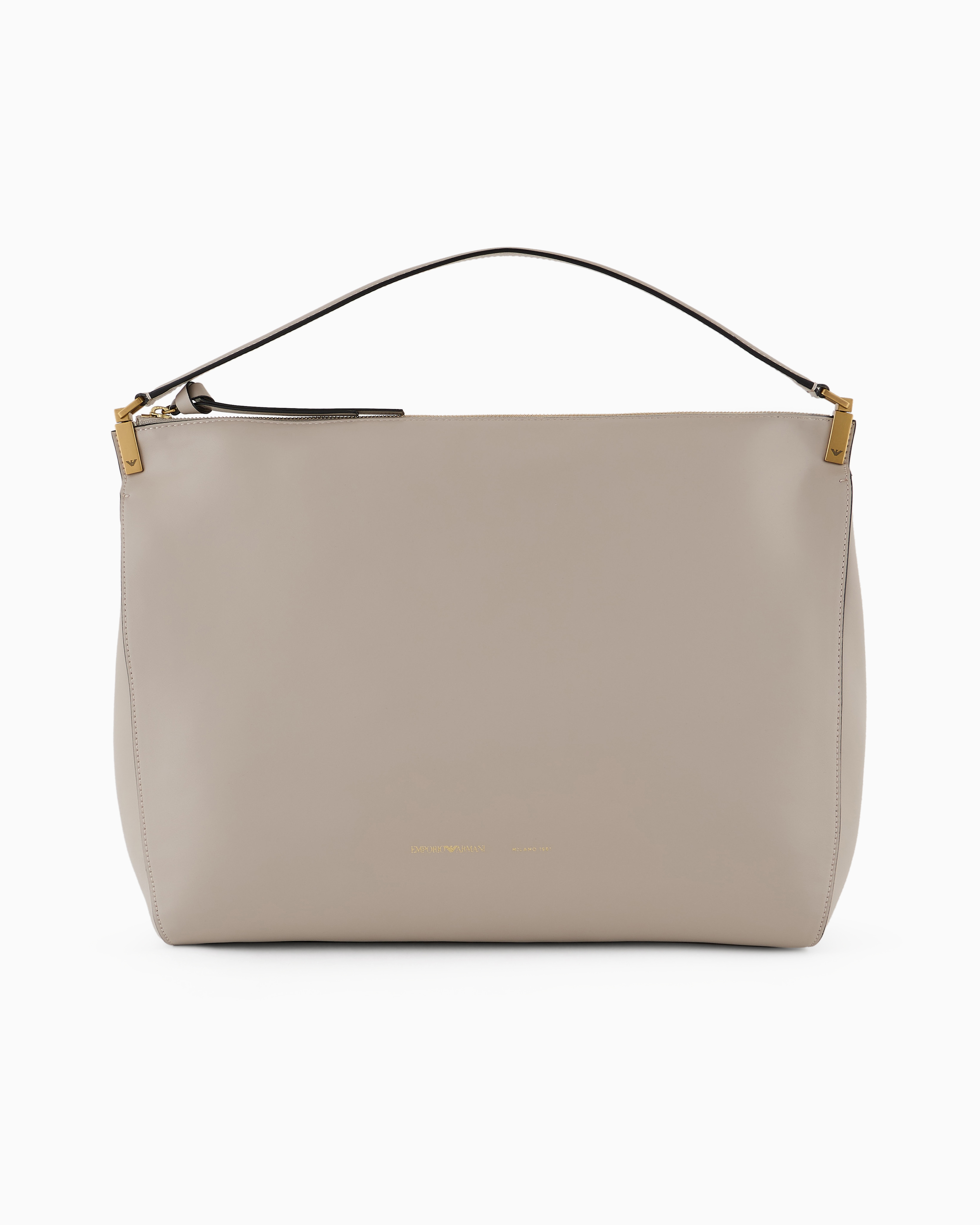 Emporio Armani Official Store Large Handbag In Smooth Leather In Beige