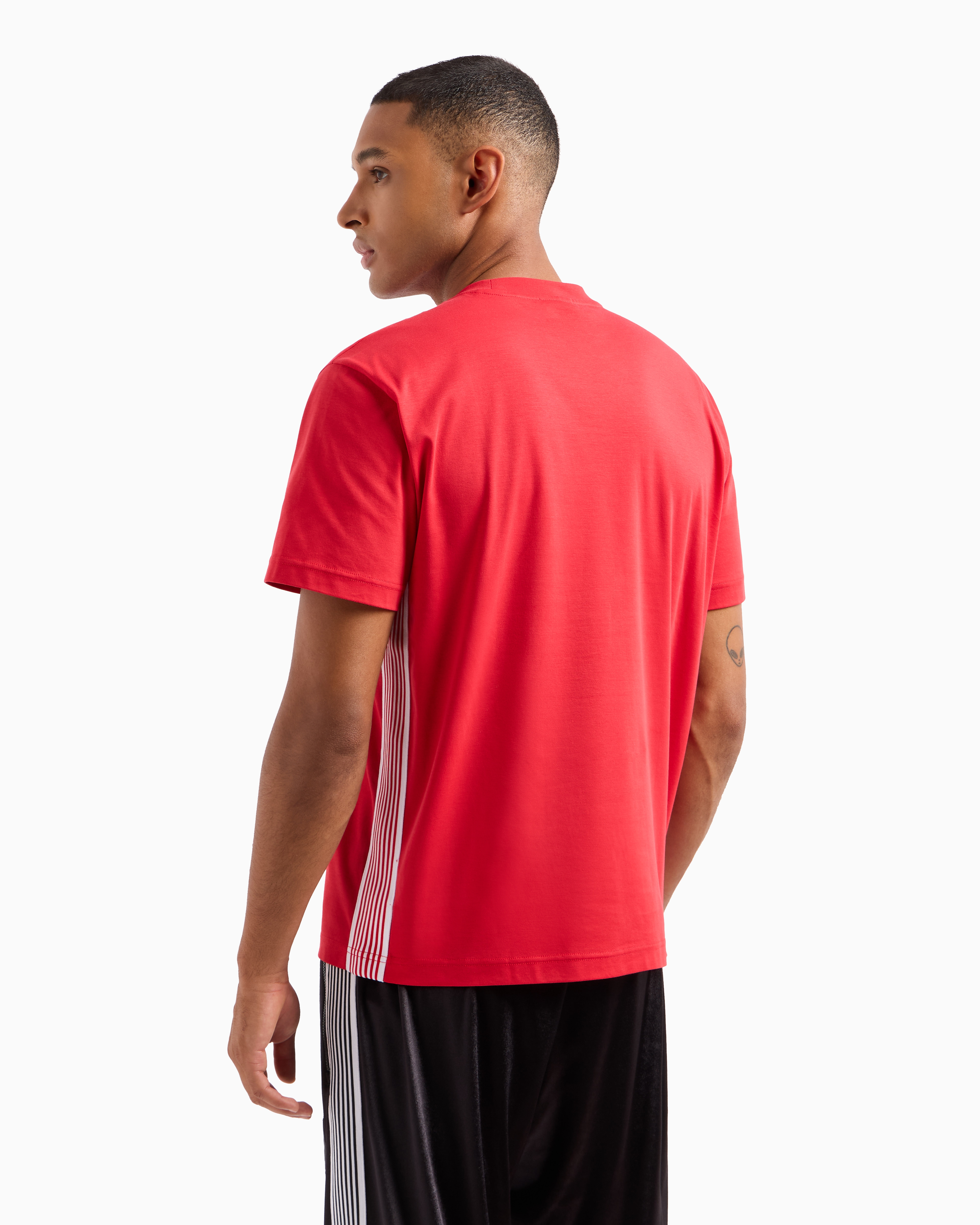 Ea7 Official Store 7 Lines Cotton Crew-neck T-shirt In Red