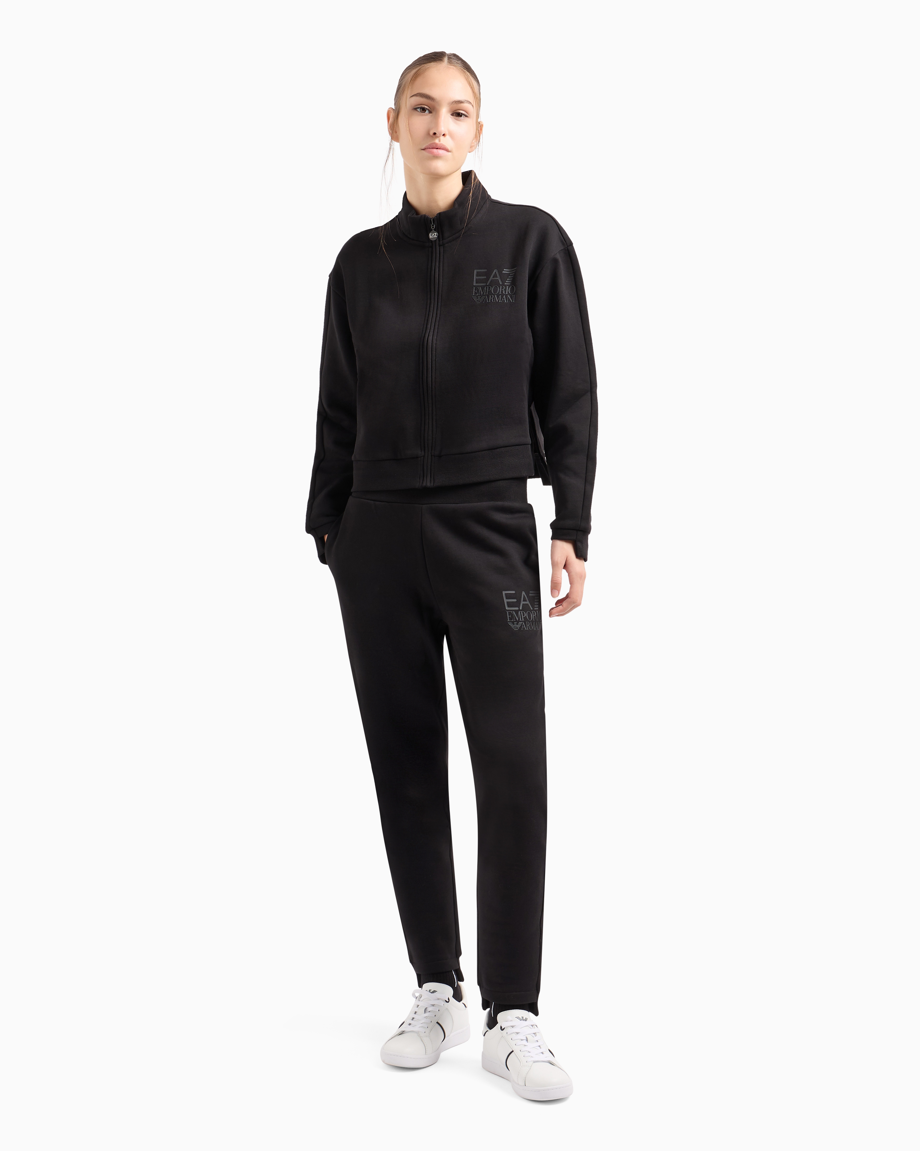 Shop Ea7 Cotton-blend Visibility Tracksuit In Black