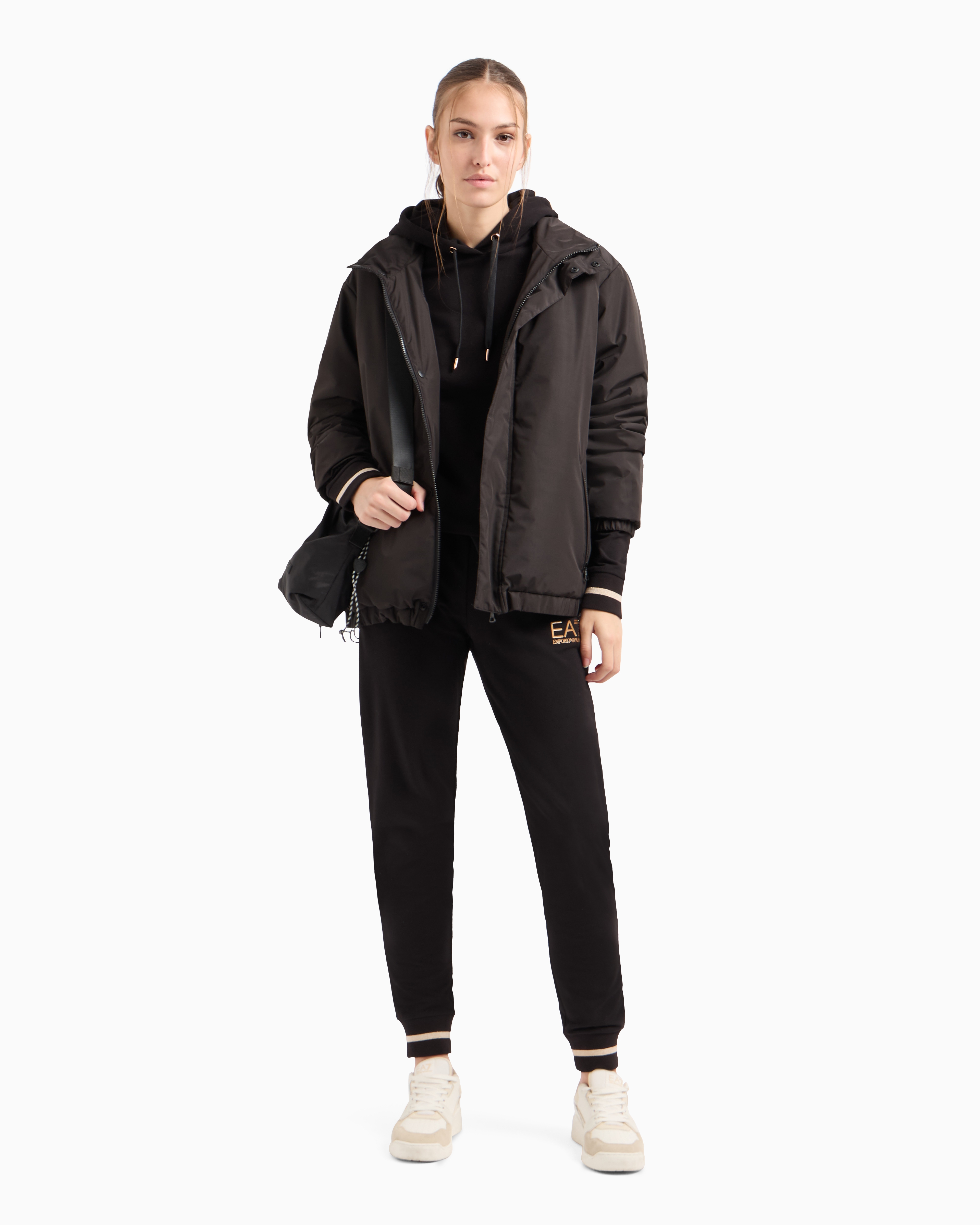 Ea7 Official Store Core Lady Stretch-cotton Tracksuit In Black