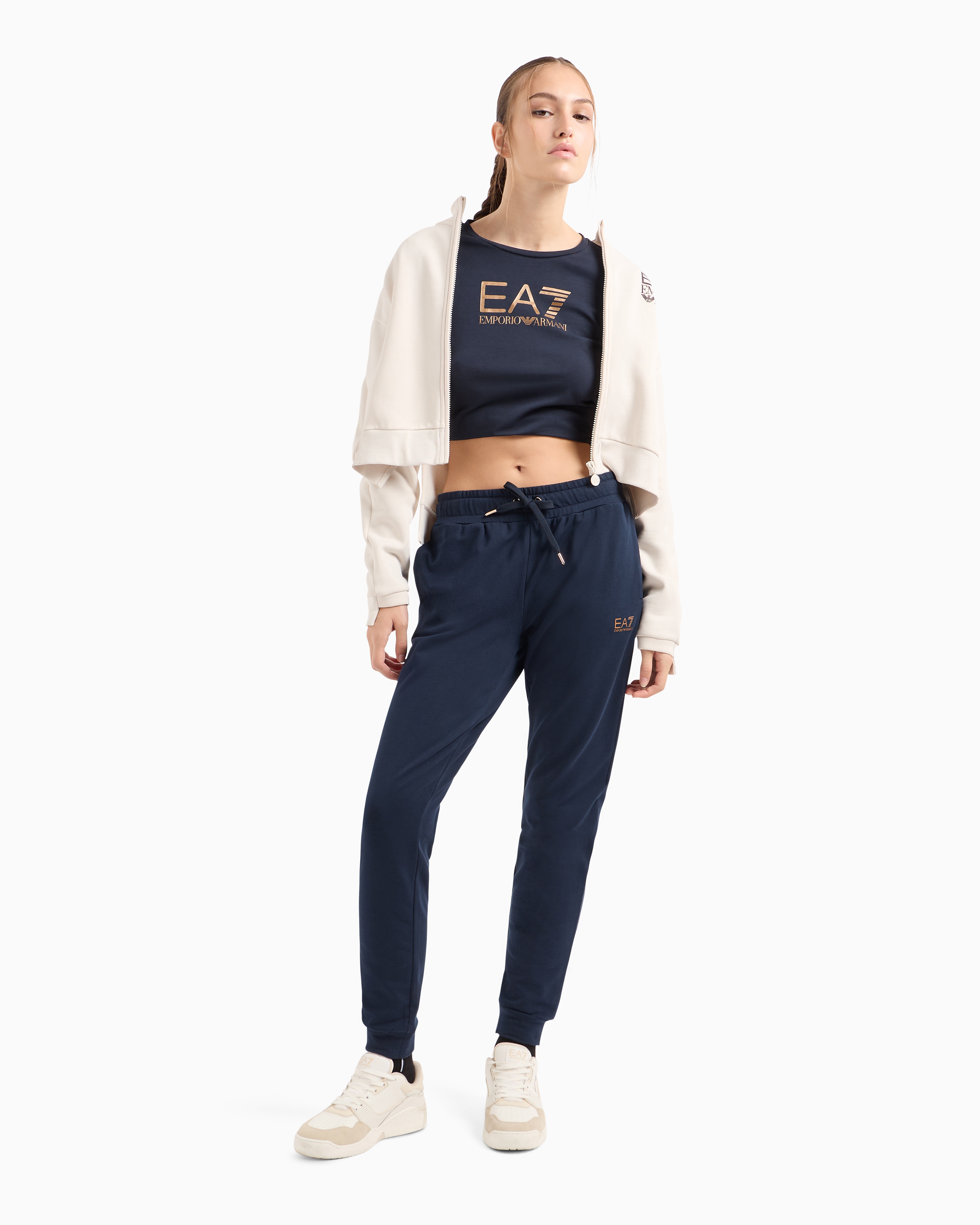 Shiny stretch-cotton joggers | EA7