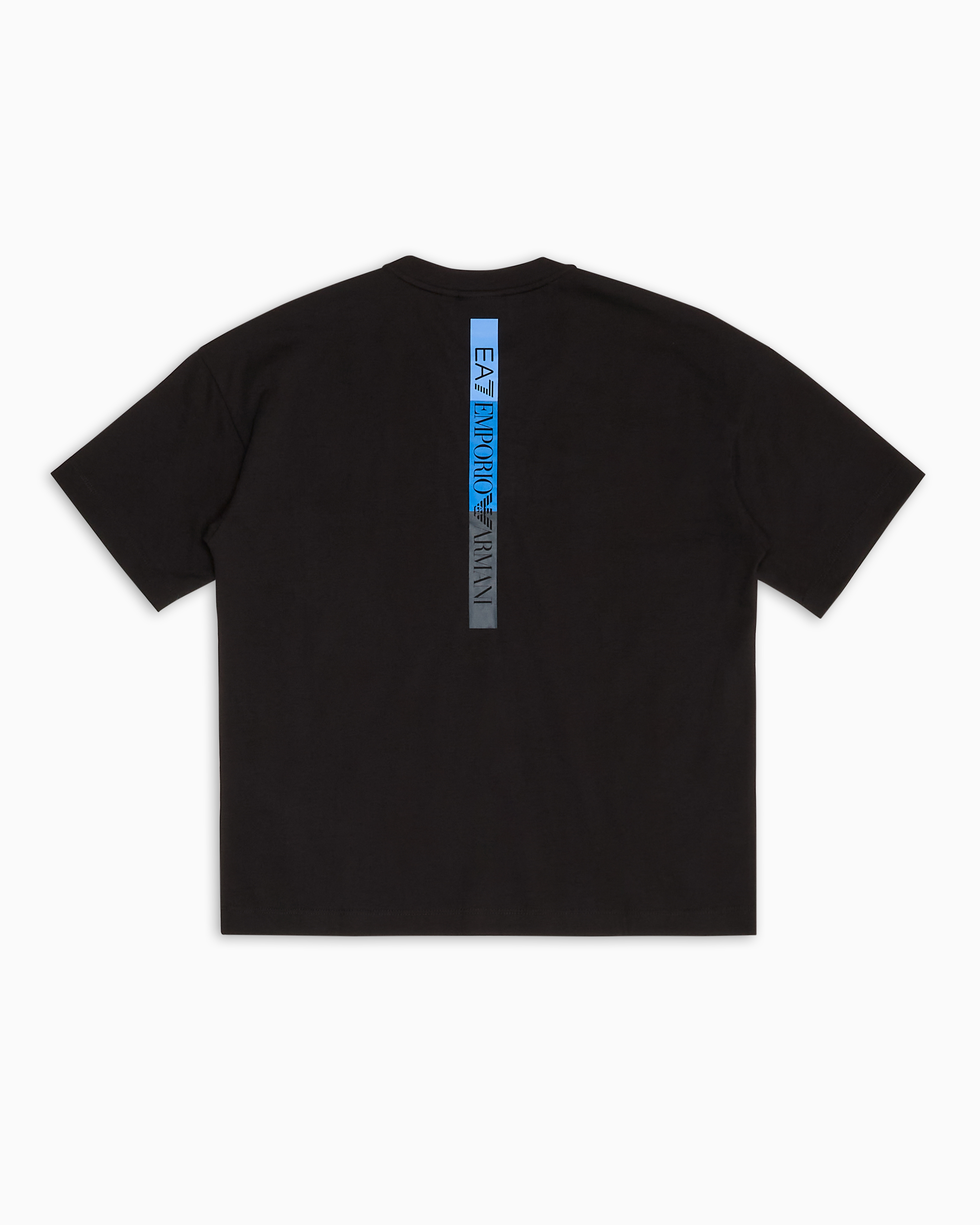 Ea7 Logo Series Boy Cotton Crew-neck T-shirt In Black