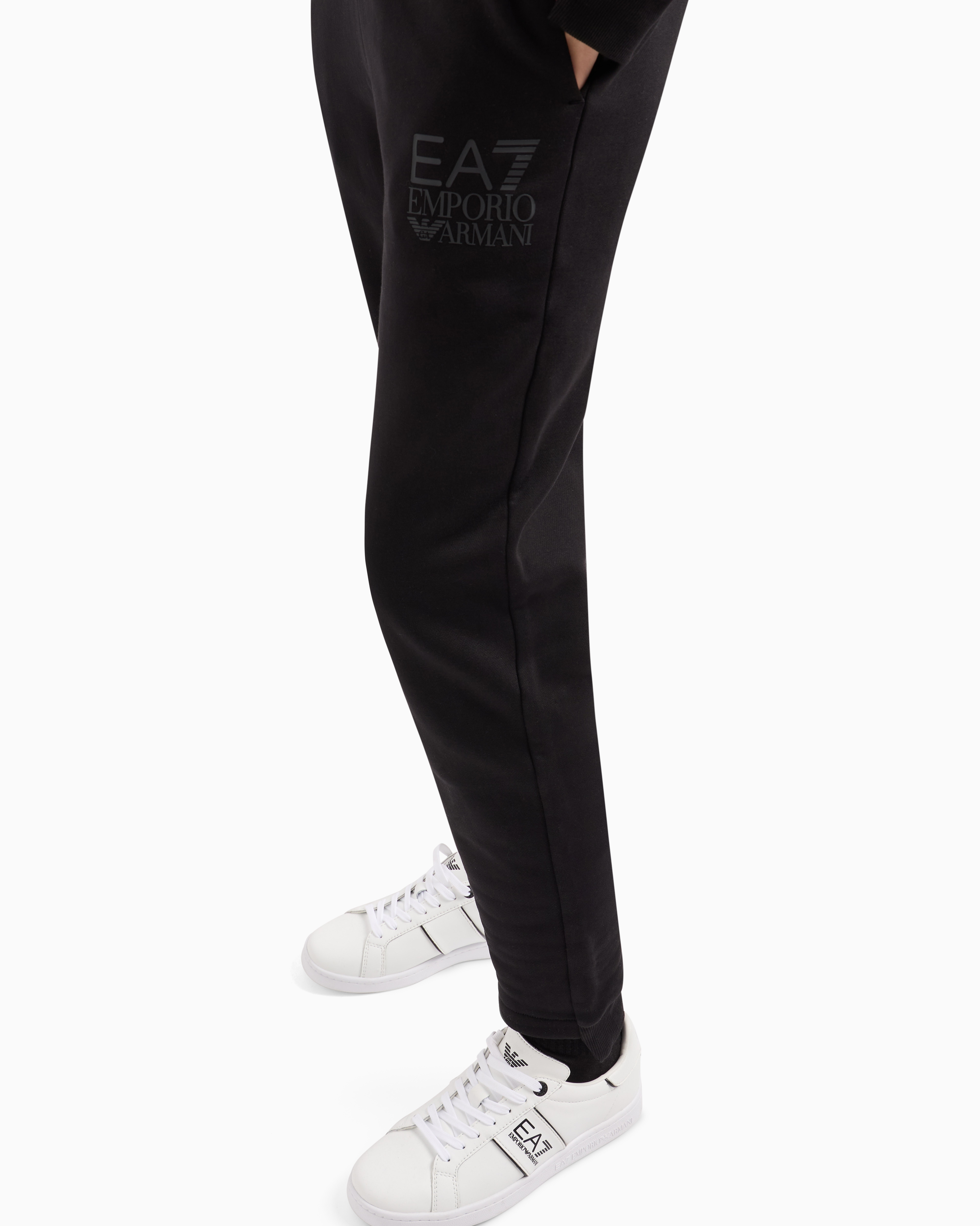 Shop Ea7 Cotton-blend Visibility Tracksuit In Black